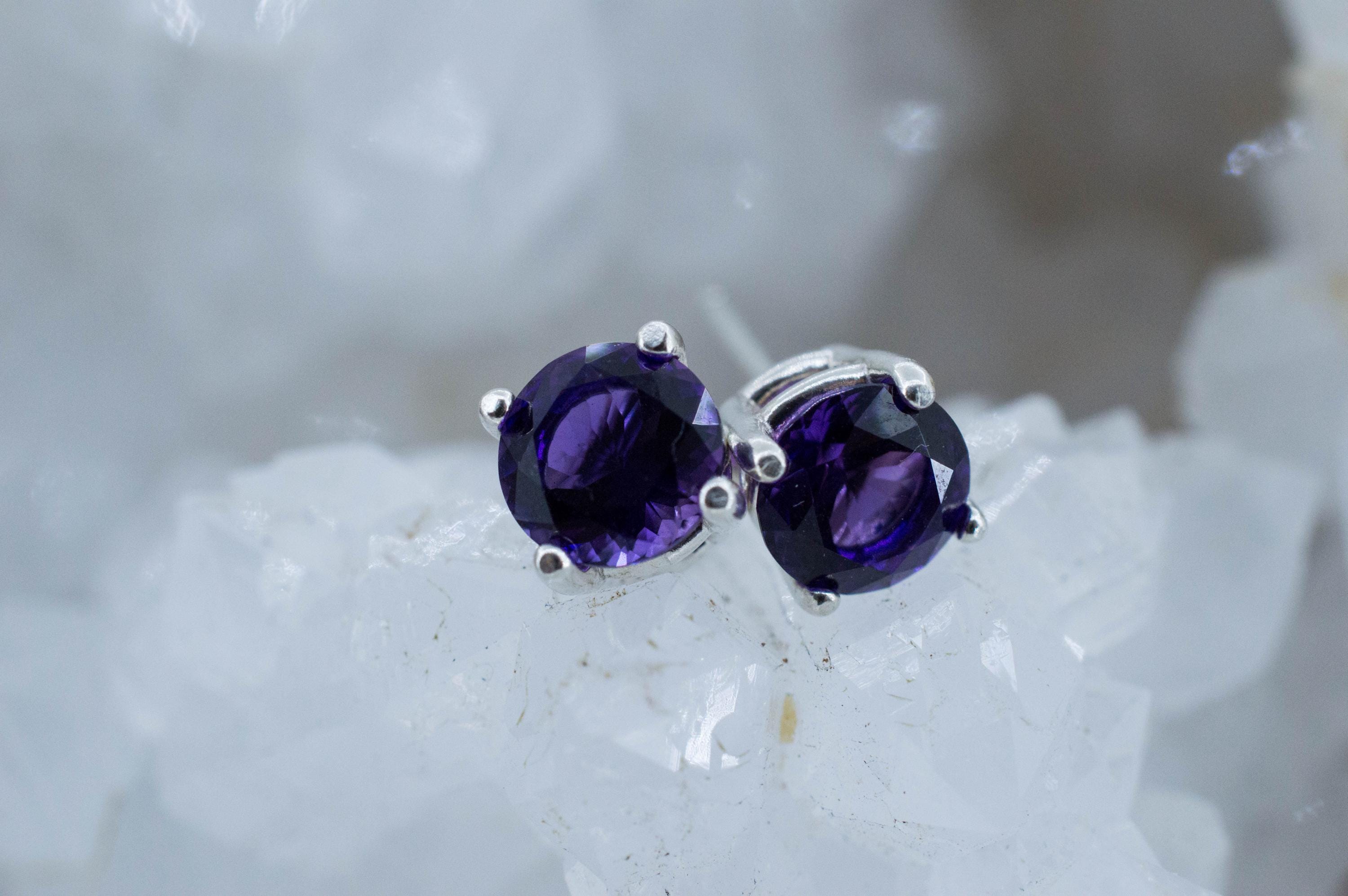 Amethyst Earrings, Natural Untreated Uruguay Amethyst; 1.480cts - Mark Oliver Gems