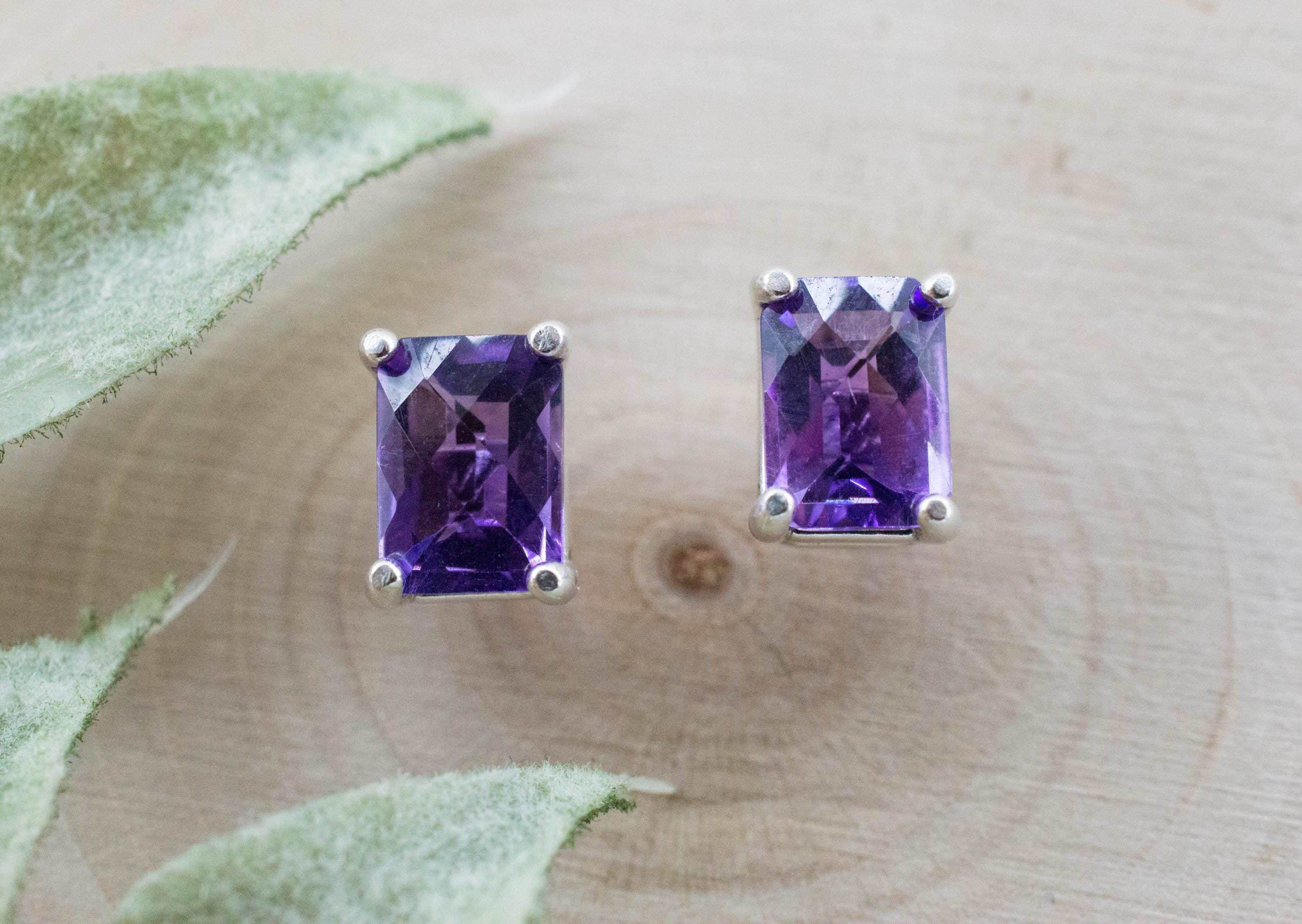Amethyst Earrings, Natural Untreated Brazilian Amethyst; 1.785cts - Mark Oliver Gems