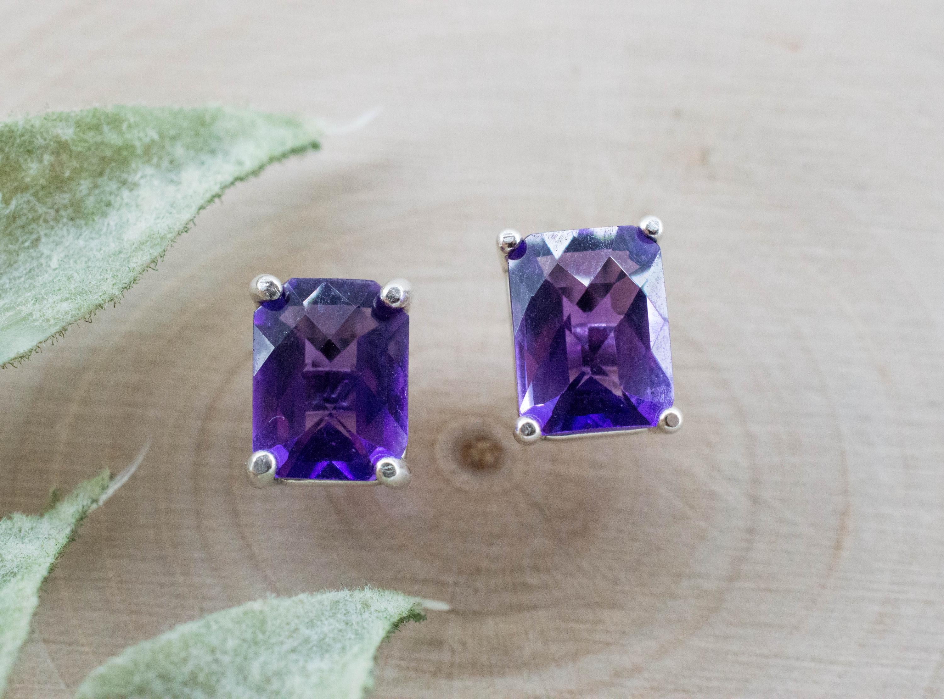 Amethyst Earrings, Natural Untreated Brazilian Amethyst; 2.225cts - Mark Oliver Gems