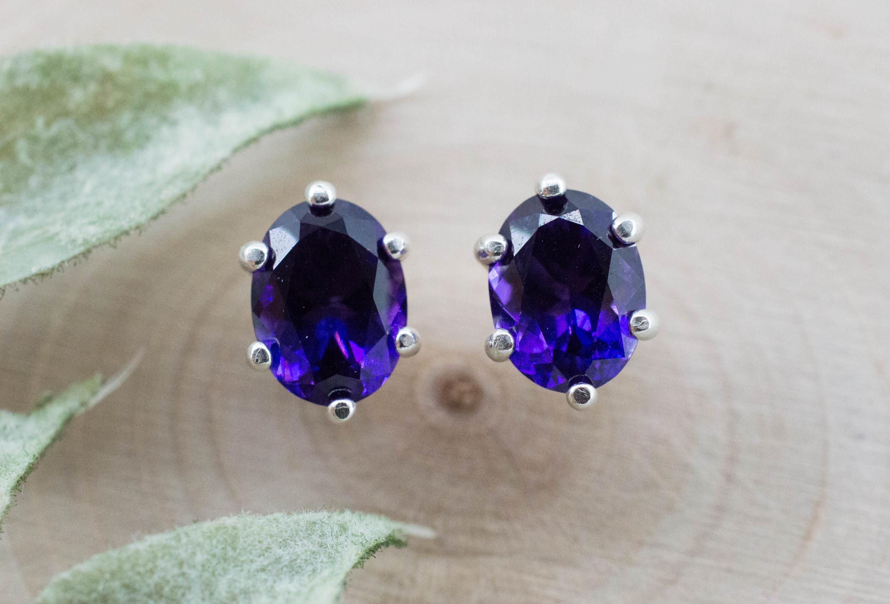 Amethyst Earrings, Natural Untreated Uruguay Amethyst; 2.330cts - Mark Oliver Gems
