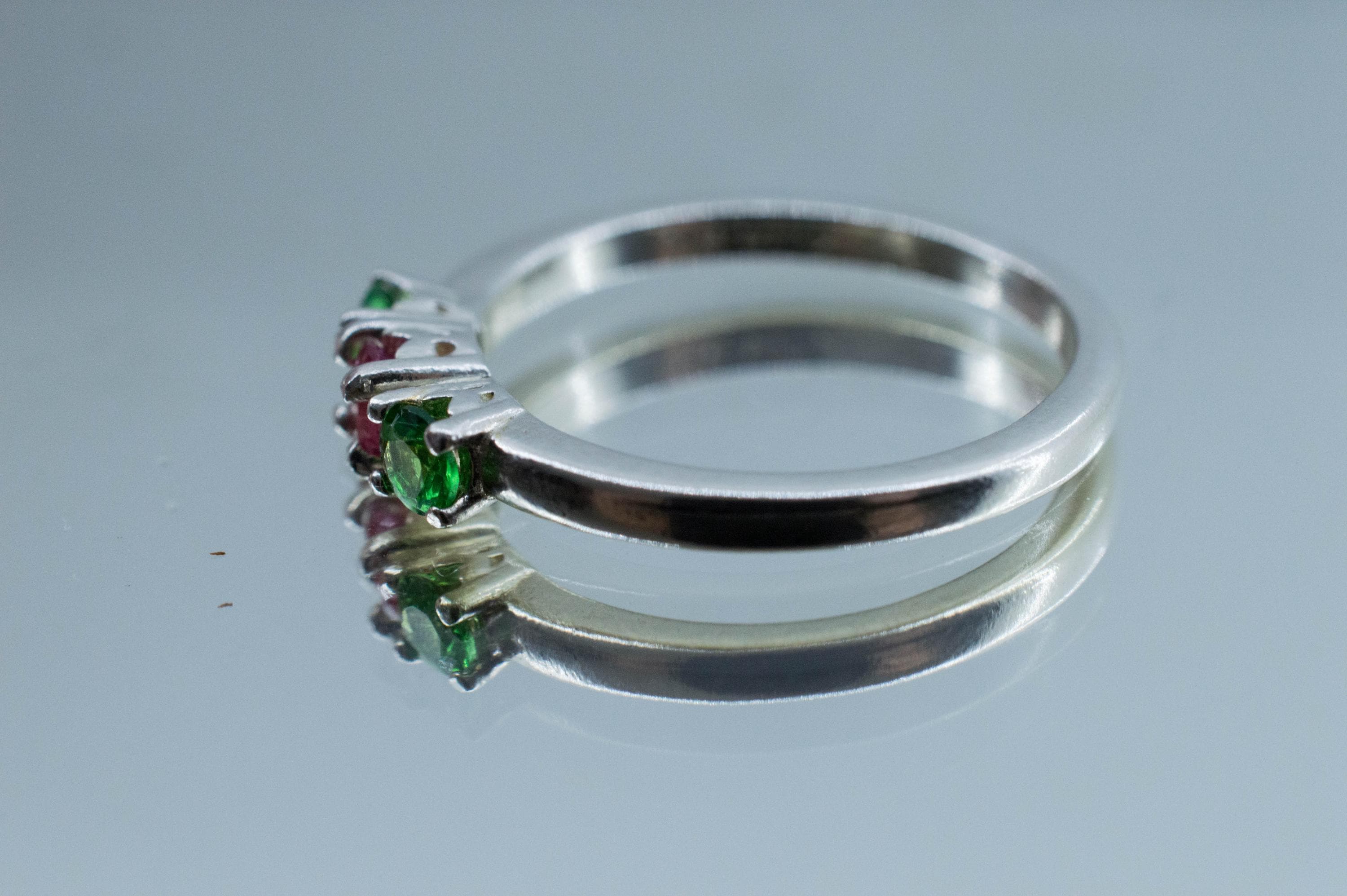 Pezzottaite Ring, Natural Untreated Madagascar Pezzottaite and Kenya Tsavorite - Mark Oliver Gems