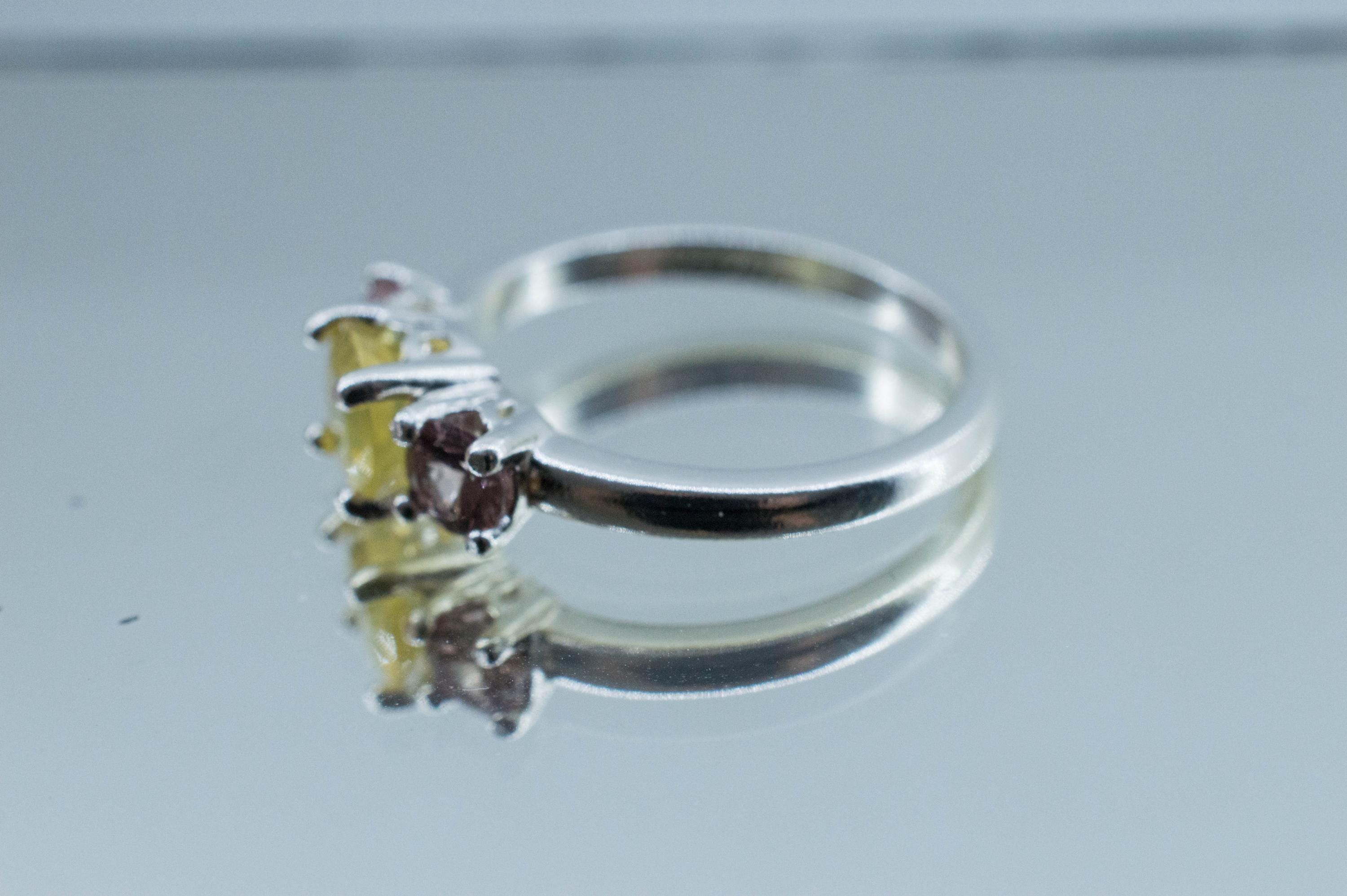 Yellow Opal Ring, Natural Untreated Tanzania Opal and Garnets - Mark Oliver Gems