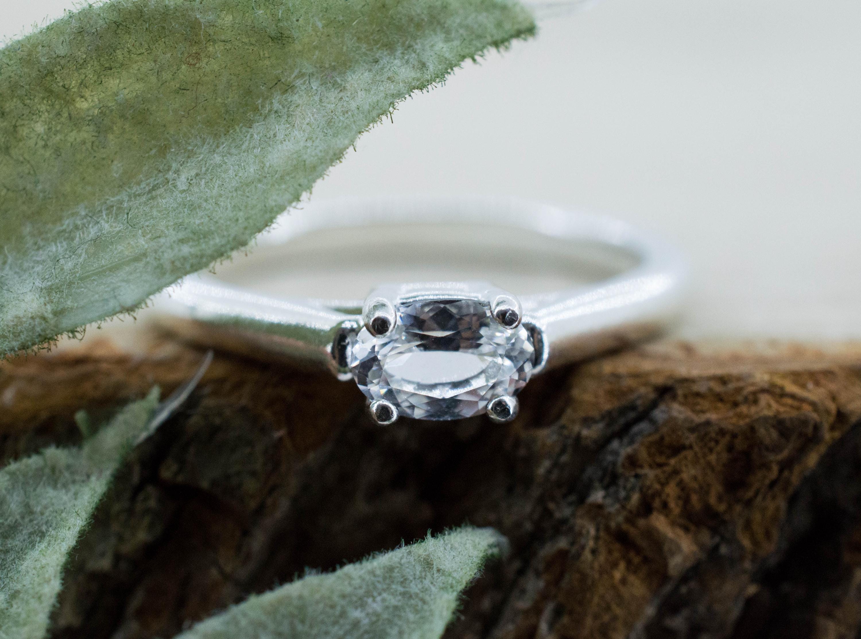 Goshenite Ring; Natural Untreated Mozambique Platinum Beryl; 0.390cts - Mark Oliver Gems