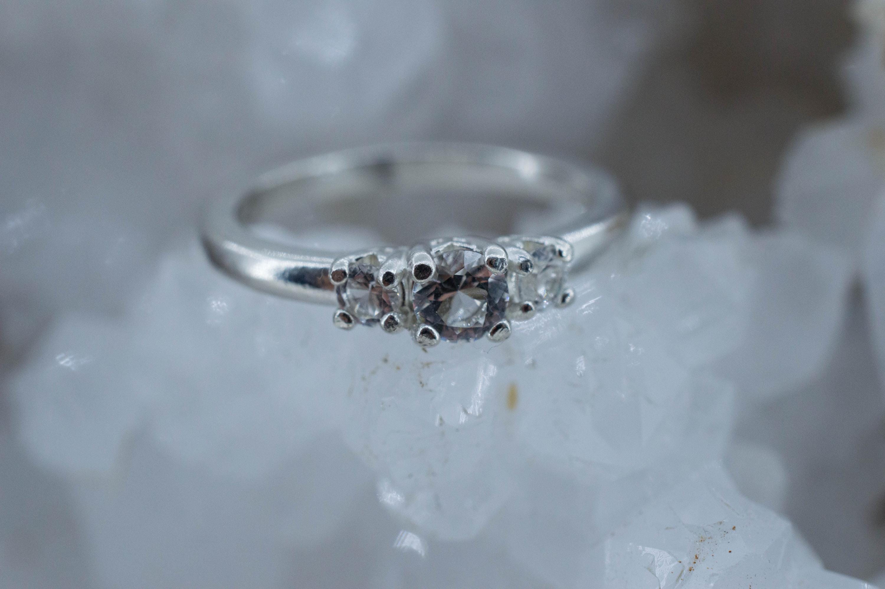 Goshenite Ring; Natural Untreated Mozambique Platinum Beryl; 0.395ctw - Mark Oliver Gems