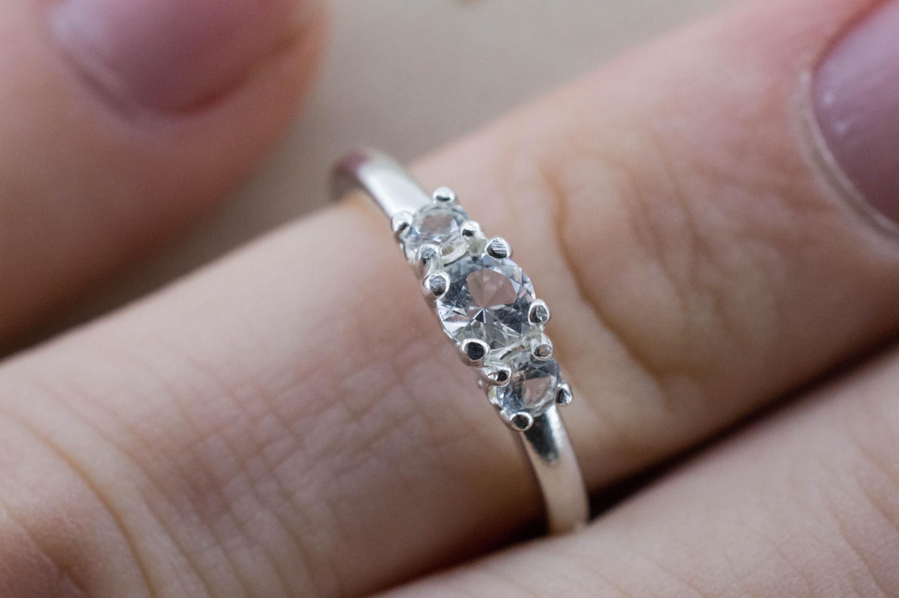 Goshenite Ring; Natural Untreated Mozambique Platinum Beryl; 0.395ctw - Mark Oliver Gems