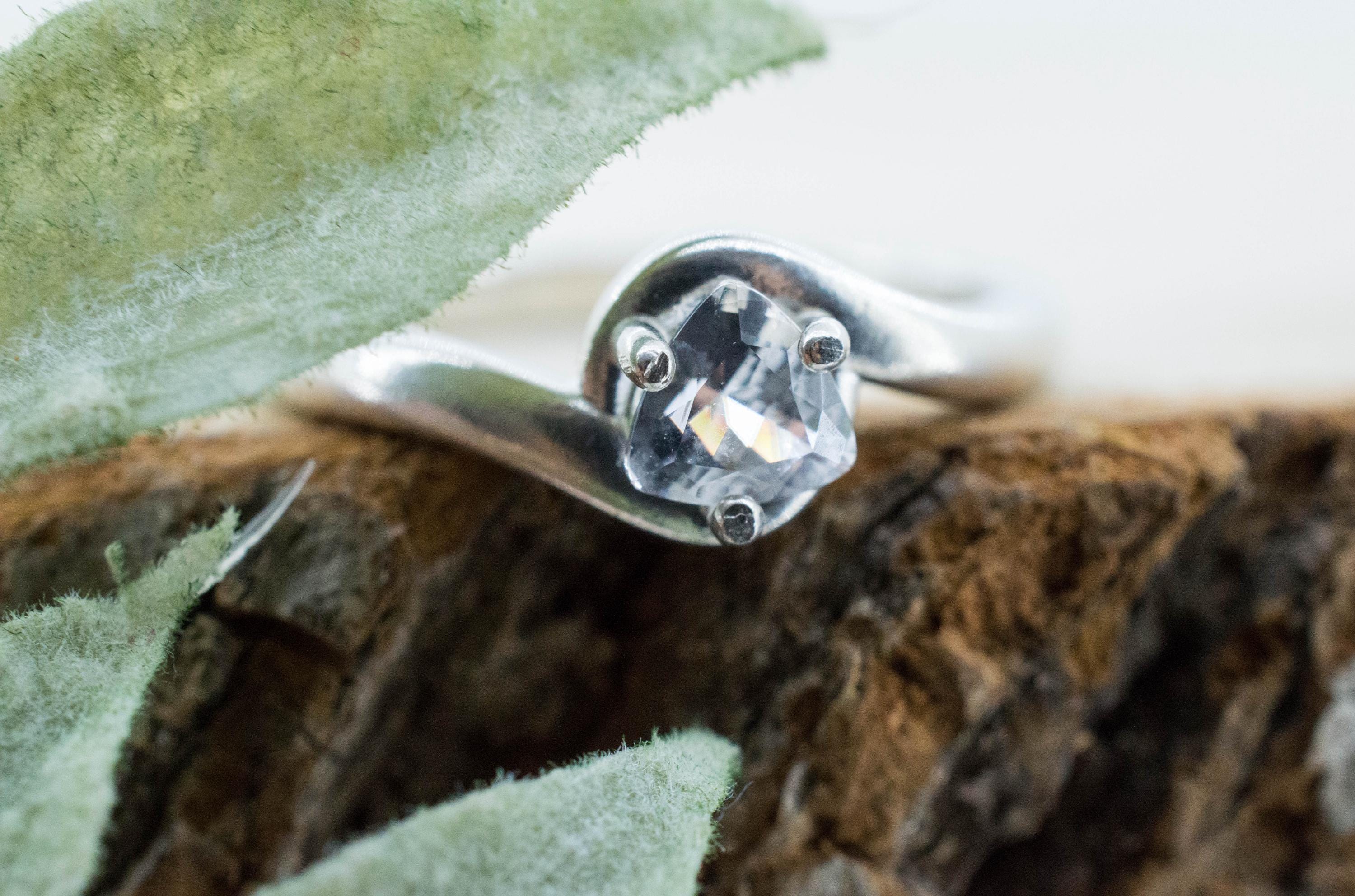 Goshenite Ring; Natural Untreated Mozambique Platinum Beryl; 0.385cts - Mark Oliver Gems