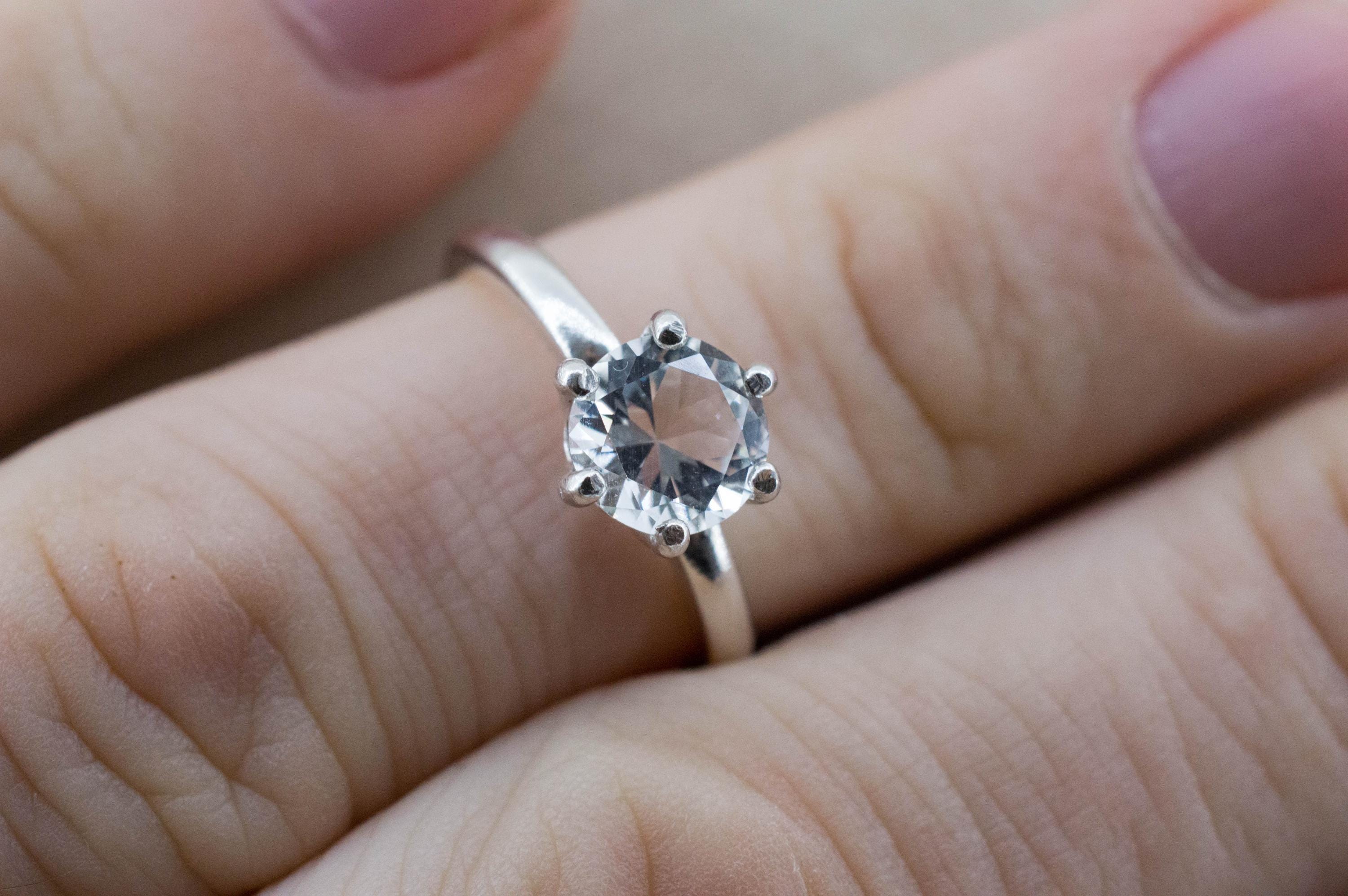 Goshenite Ring; Natural Untreated Mozambique Platinum Beryl; 1.090cts - Mark Oliver Gems