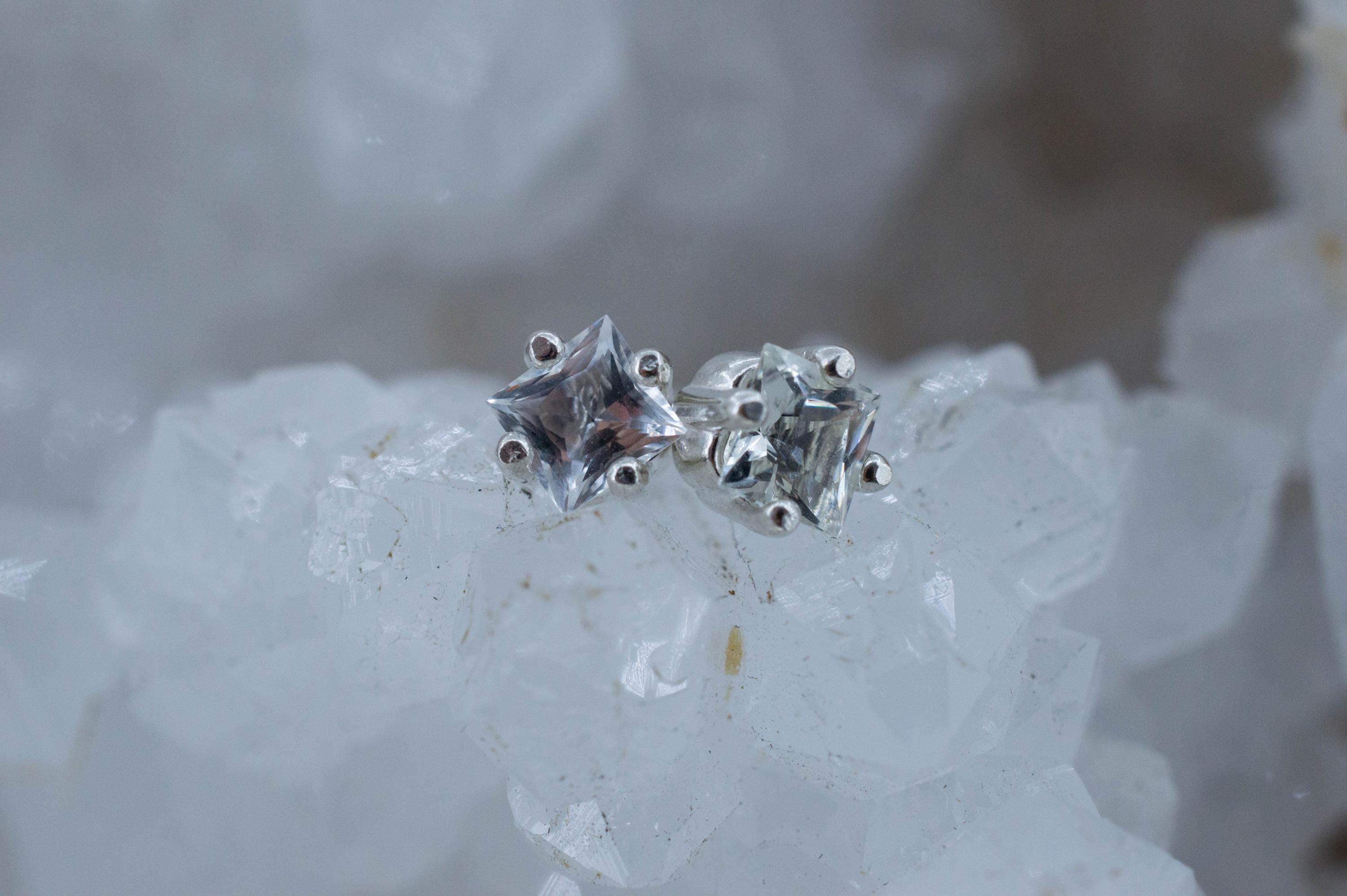 Goshenite Earrings; Natural Untreated Mozambique Platinum Beryl; 0.585cts - Mark Oliver Gems