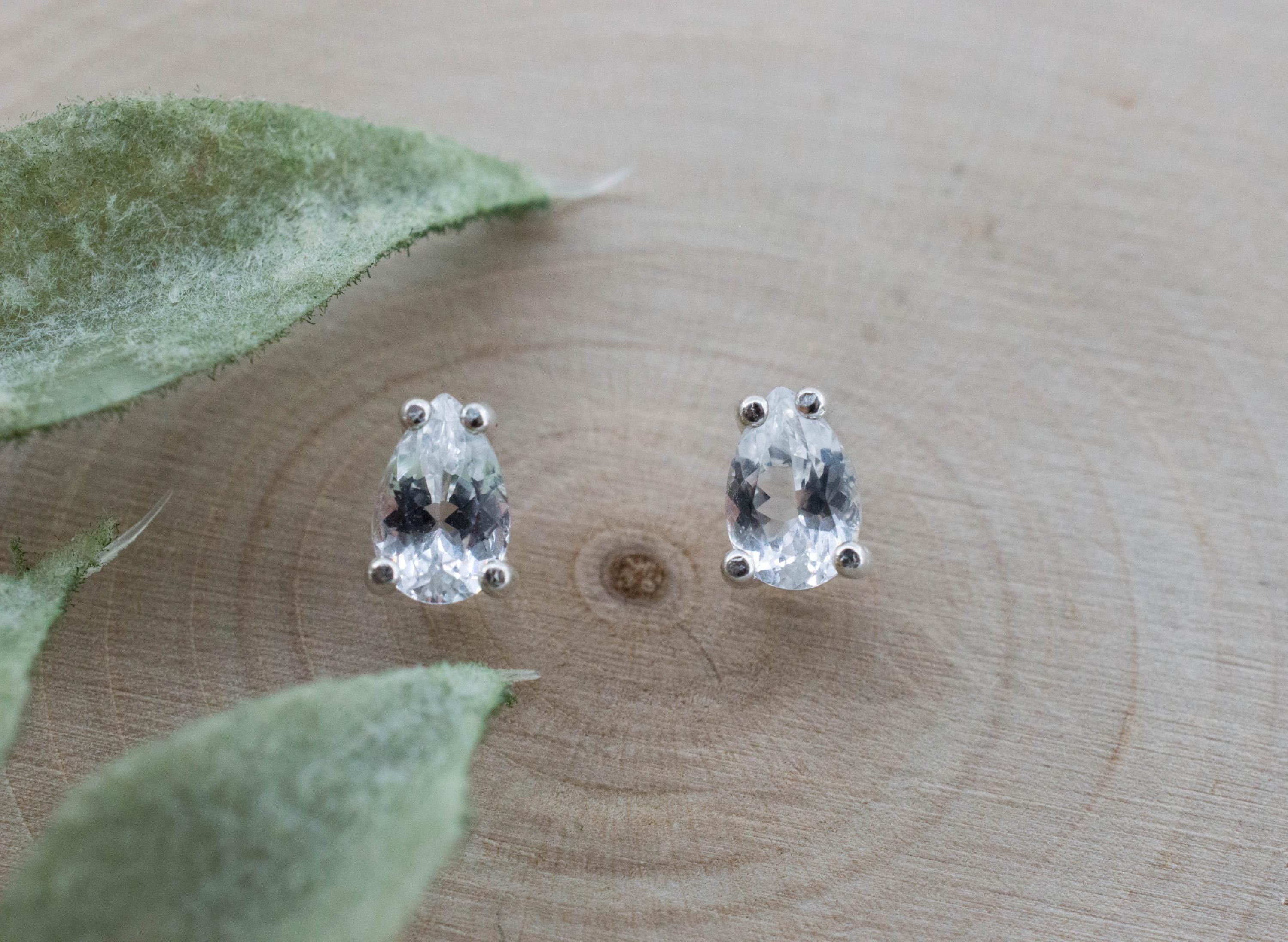 Goshenite Earrings; Natural Untreated Mozambique Platinum Beryl; 0.755cts - Mark Oliver Gems
