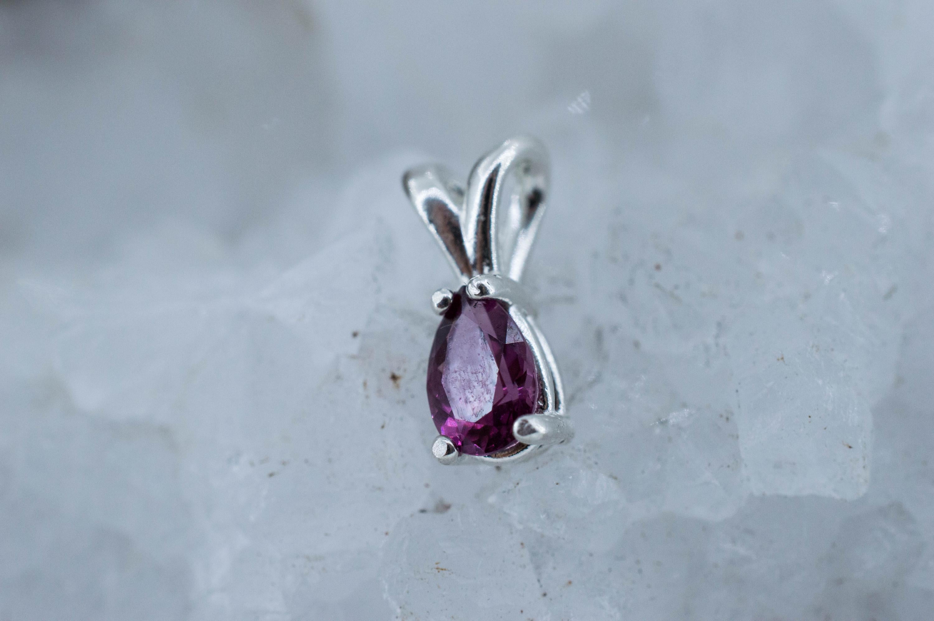 Cranberry Garnet Pendant; Natural Untreated Tanzanian Rhodolite Garnet; 0.790cts - Mark Oliver Gems