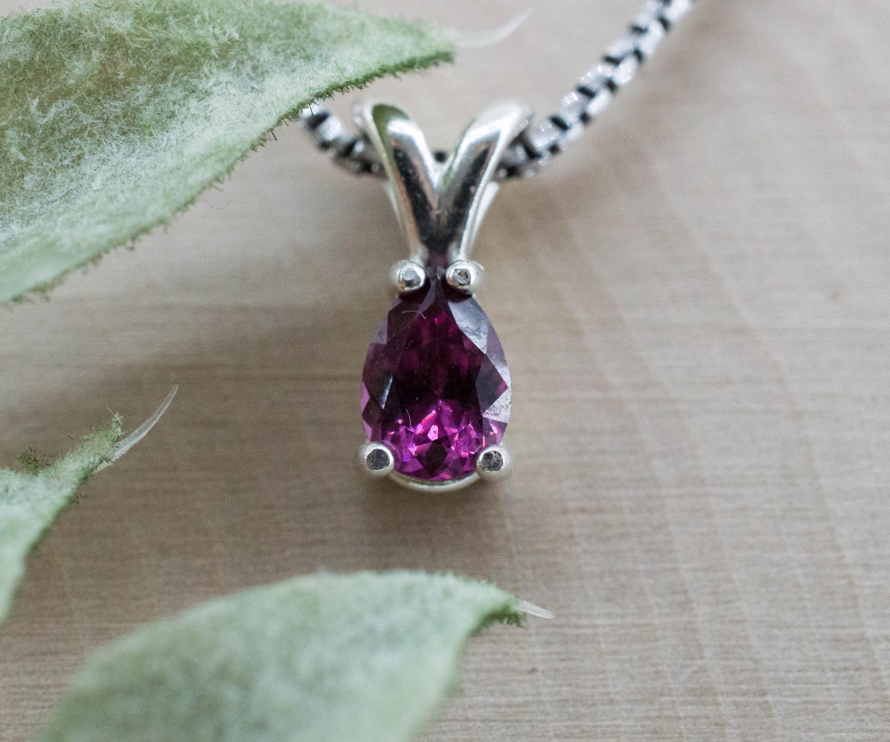 Cranberry Garnet Pendant; Natural Untreated Tanzanian Rhodolite Garnet; 0.790cts - Mark Oliver Gems