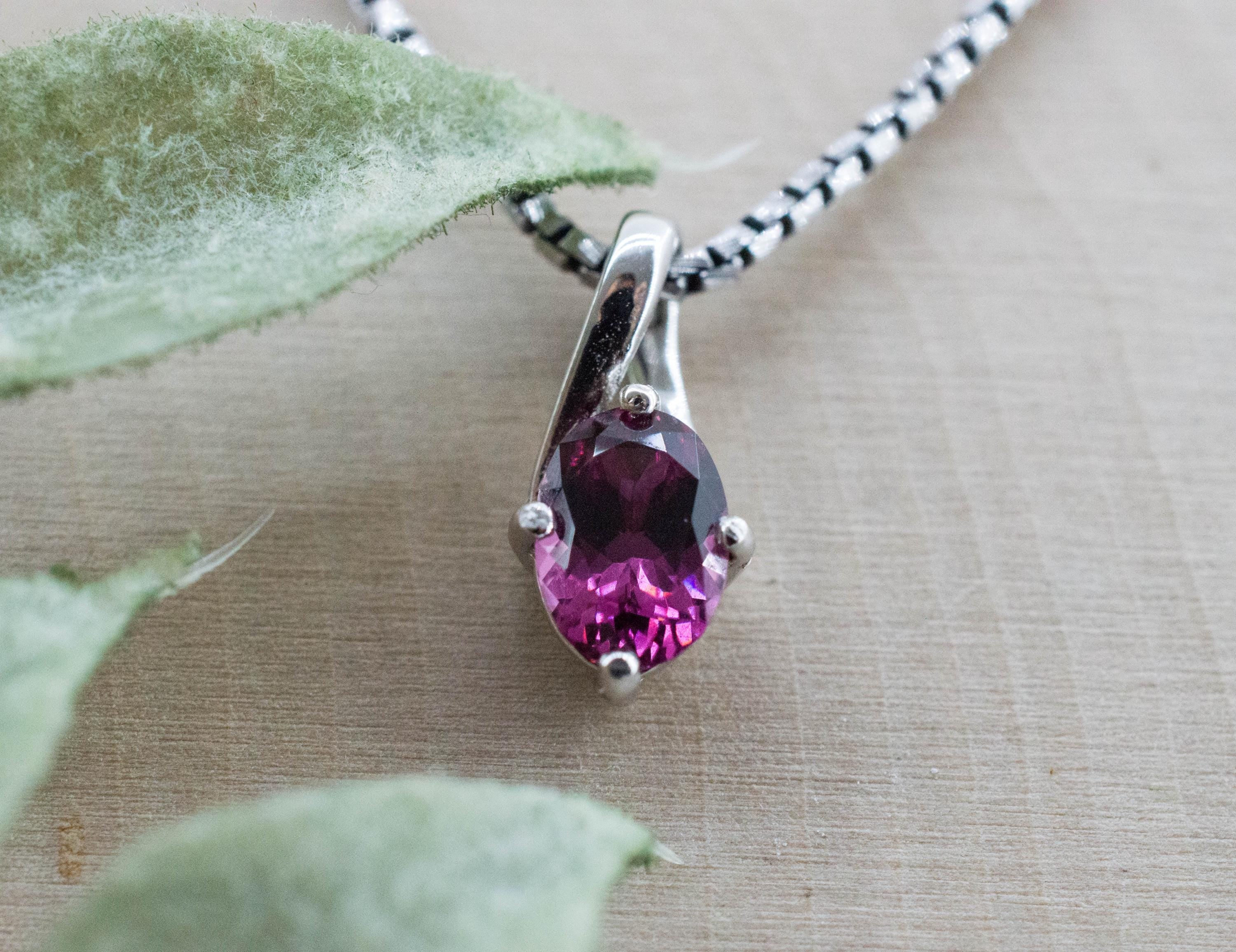 Cranberry Garnet Pendant; Natural Untreated Tanzanian Rhodolite Garnet; 0.850cts - Mark Oliver Gems