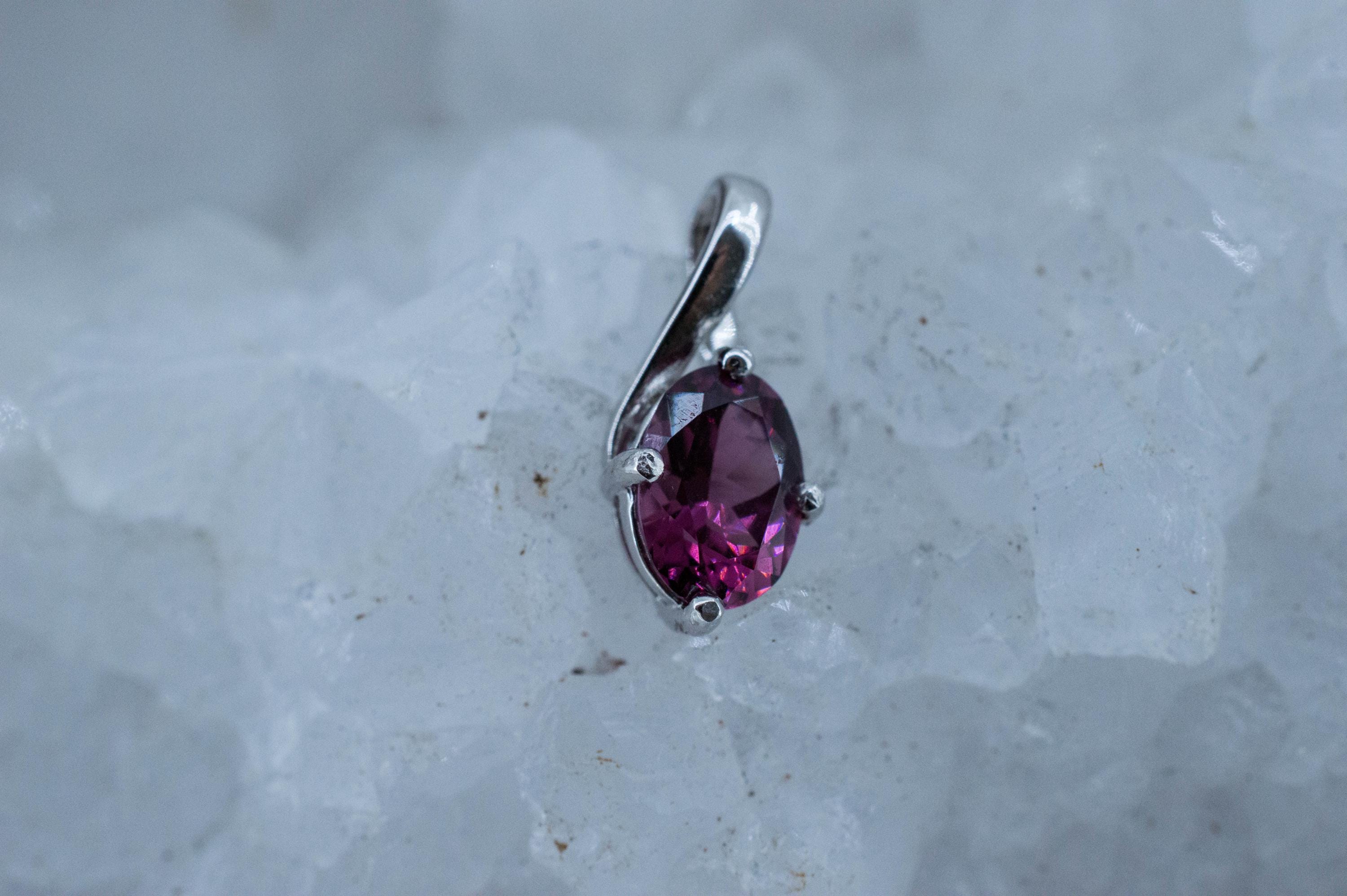 Cranberry Garnet Pendant; Natural Untreated Tanzanian Rhodolite Garnet; 0.850cts - Mark Oliver Gems