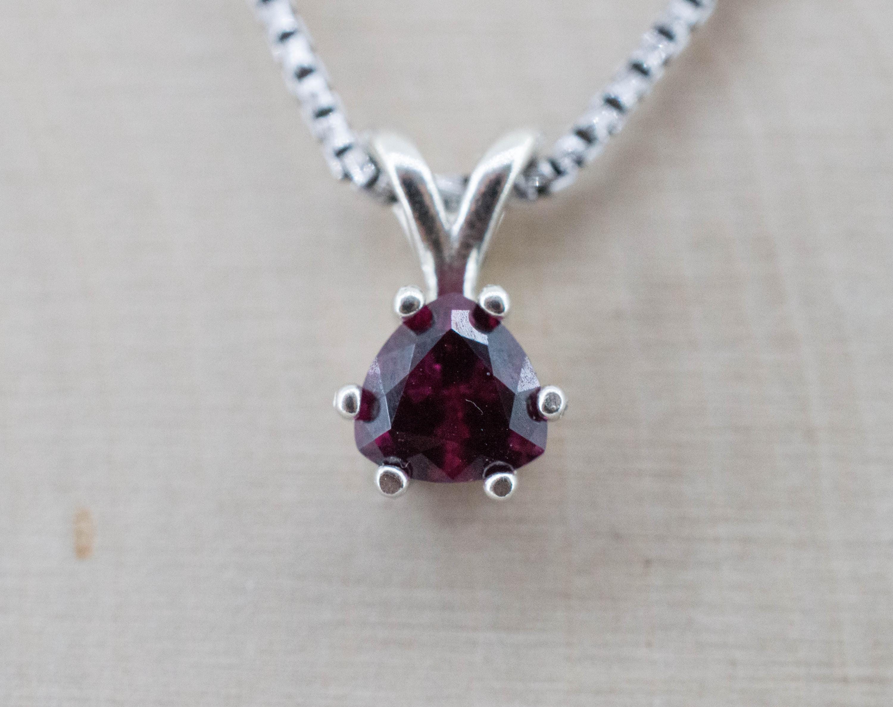Cranberry Garnet Pendant; Natural Untreated Tanzanian Rhodolite Garnet; 0.995cts - Mark Oliver Gems