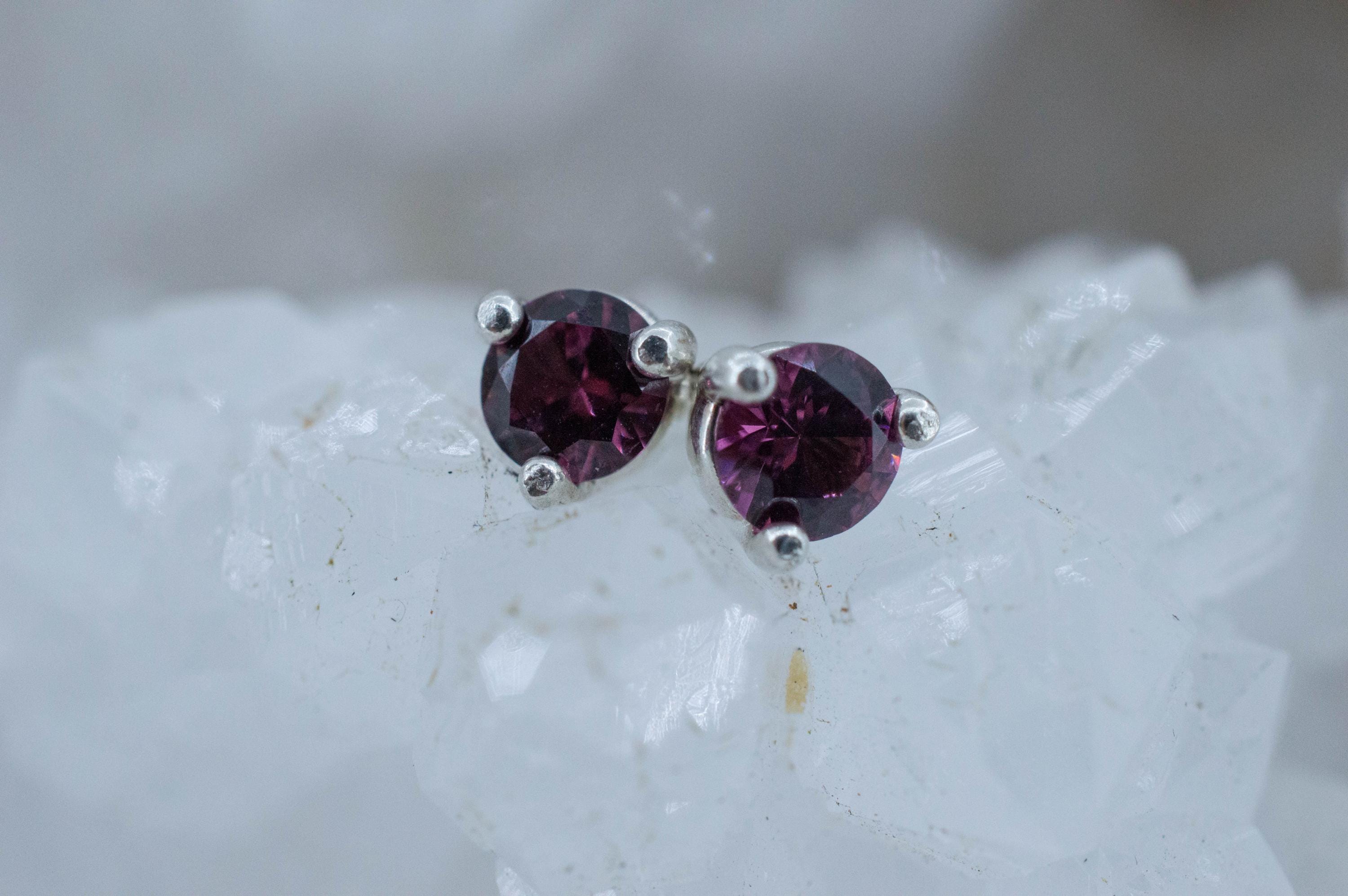 Cranberry Garnet Earrings, Natural Untreated Tanzanian Rhodolite Garnet; 0.530cts - Mark Oliver Gems