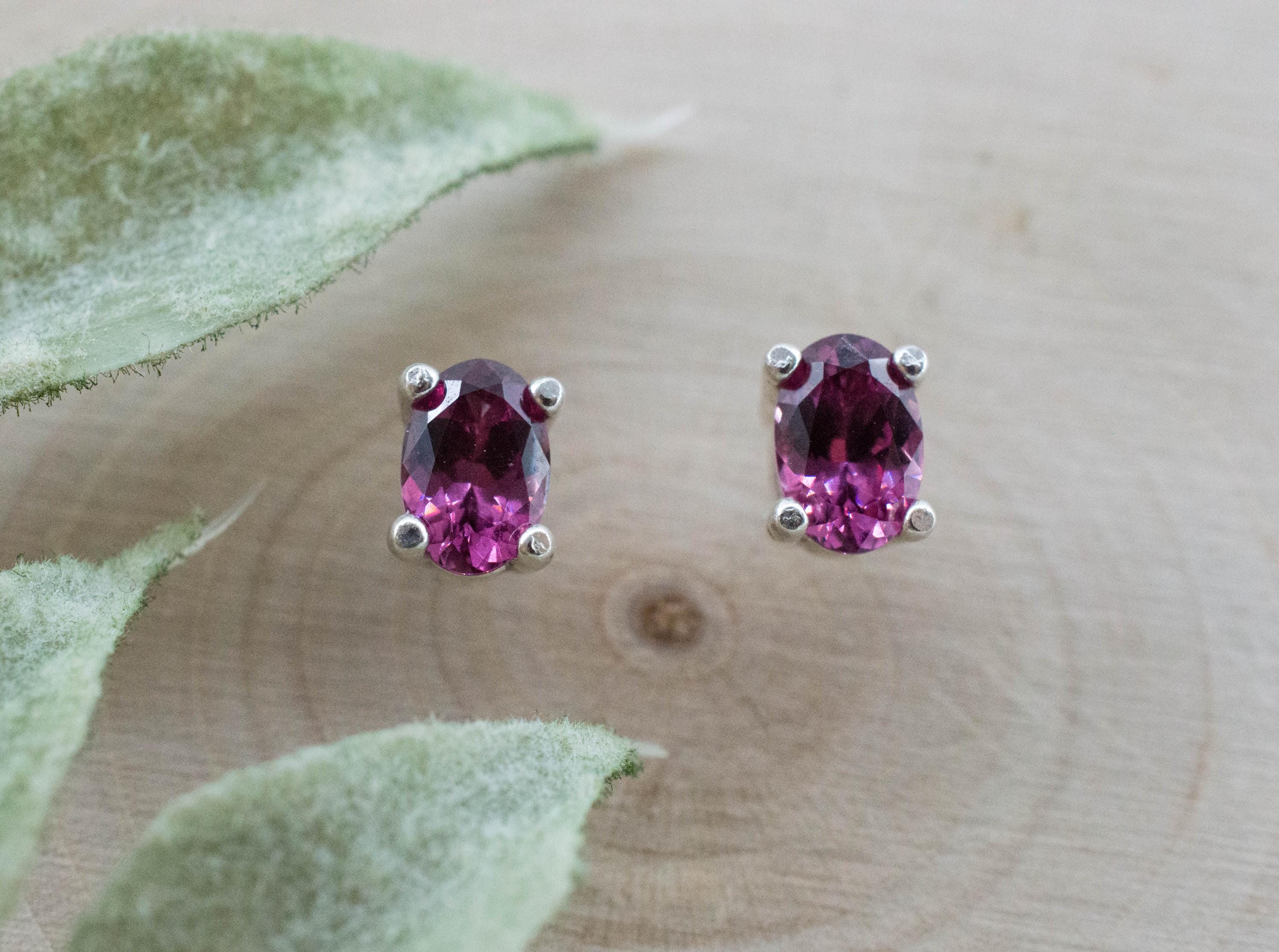 Cranberry Garnet Earrings, Natural Untreated Tanzanian Rhodolite Garnet; 1.020cts - Mark Oliver Gems