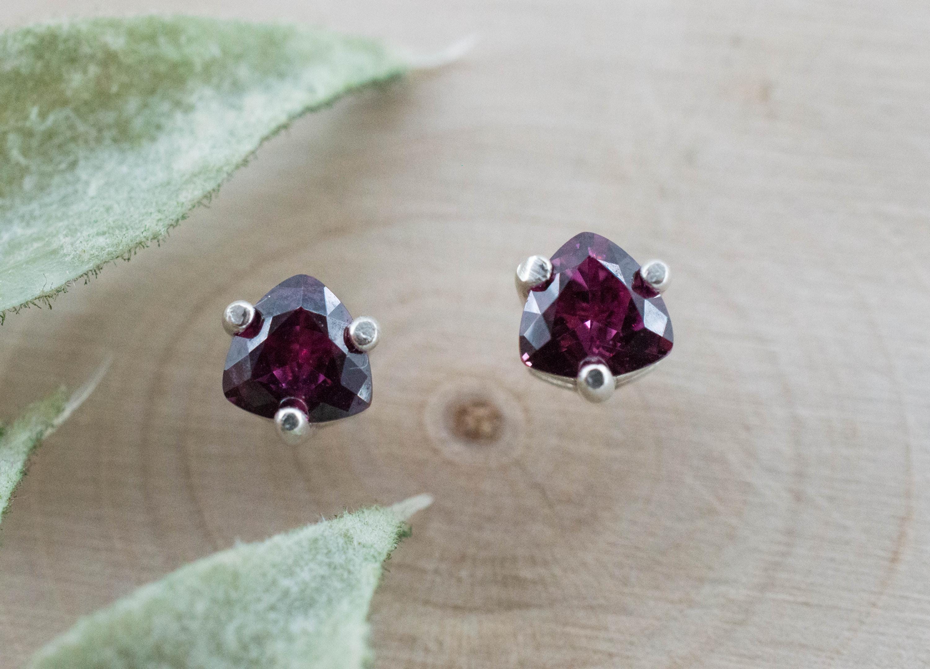Cranberry Garnet Earrings, Natural Untreated Tanzanian Rhodolite Garnet; 1.110cts - Mark Oliver Gems