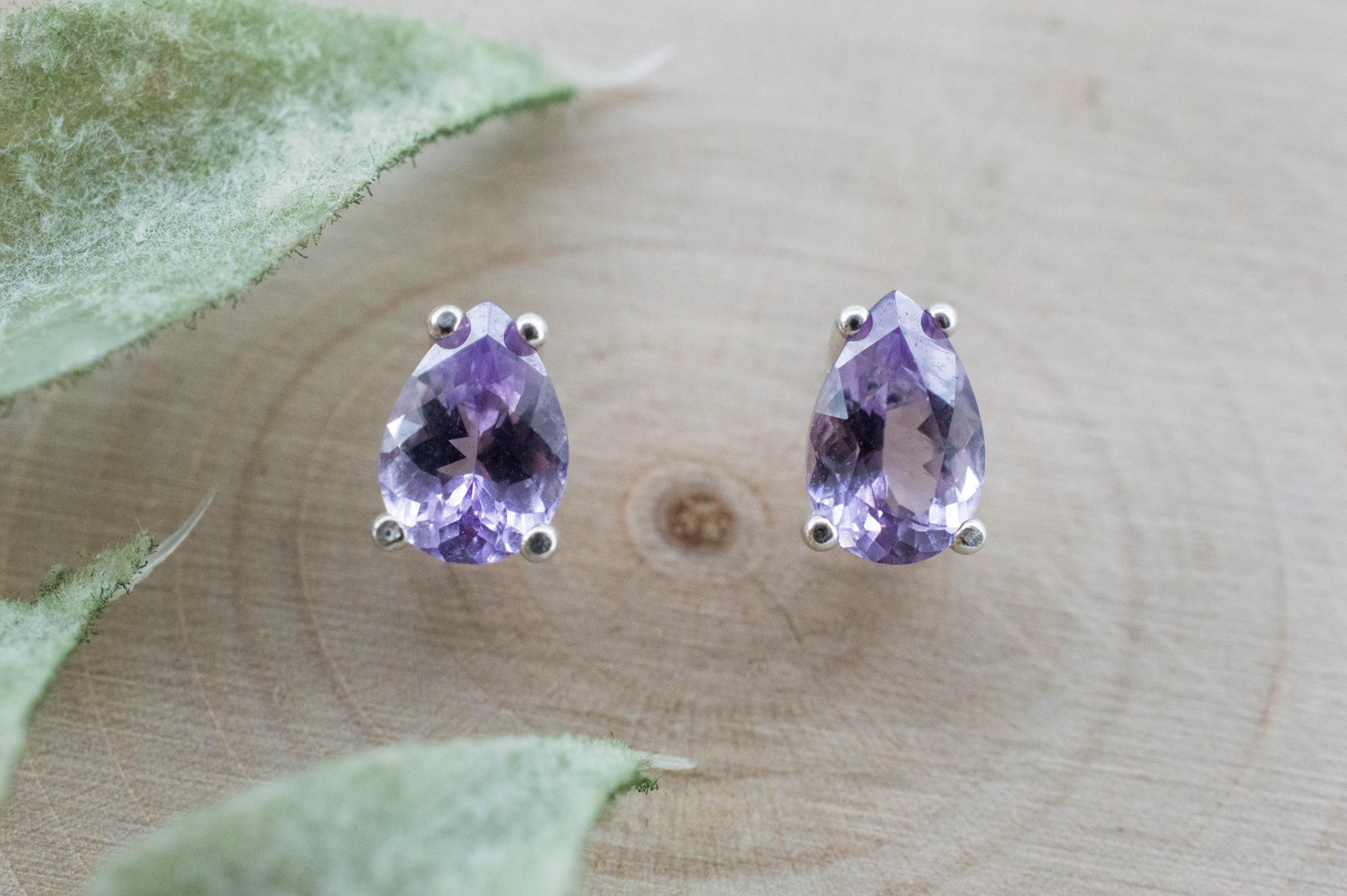 Amethyst Earrings, Natural Untreated Brazilian Amethyst; 0.950cts - Mark Oliver Gems