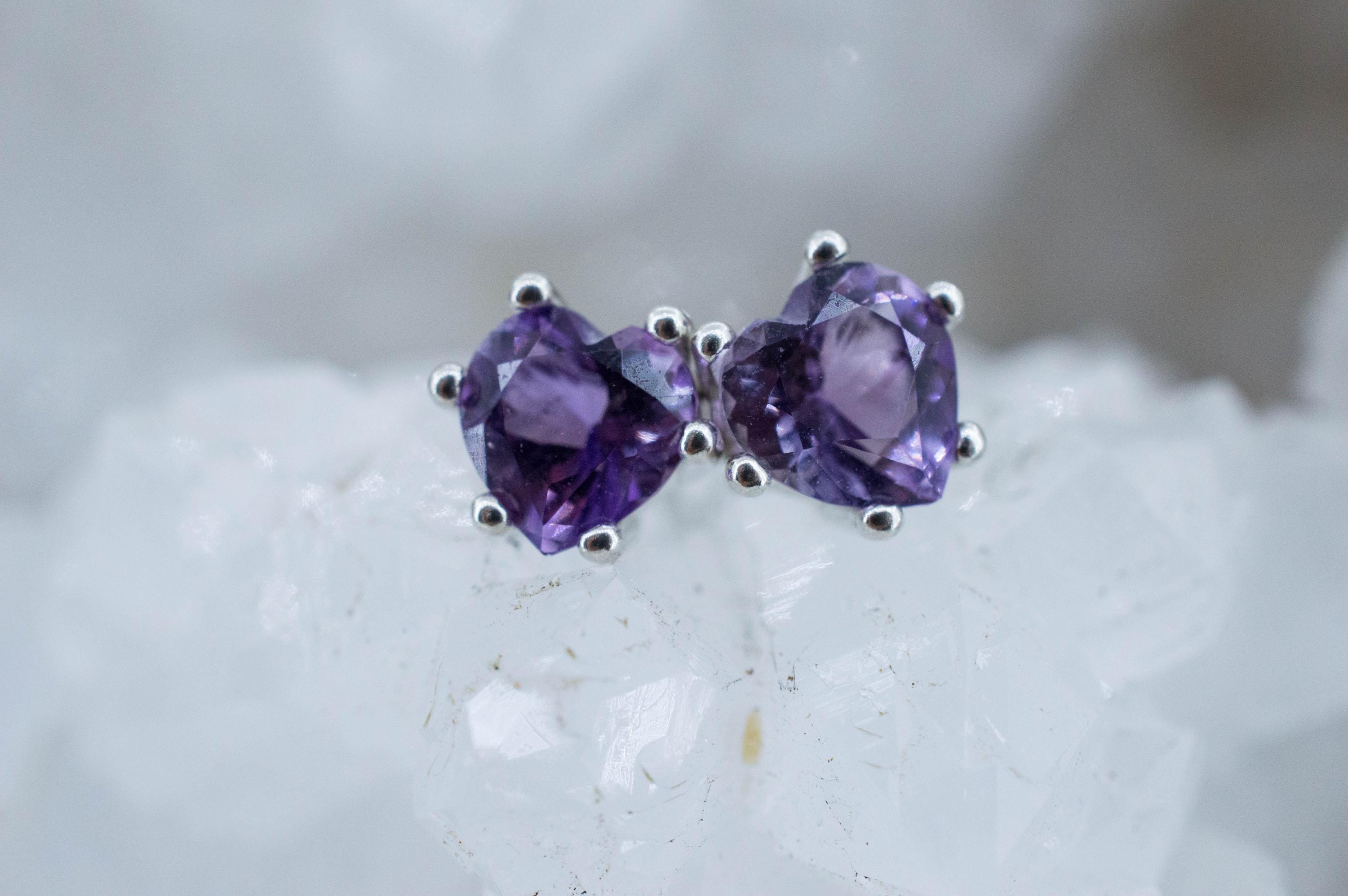 Amethyst Earrings, Natural Untreated Brazilian Amethyst; 1.090cts - Mark Oliver Gems