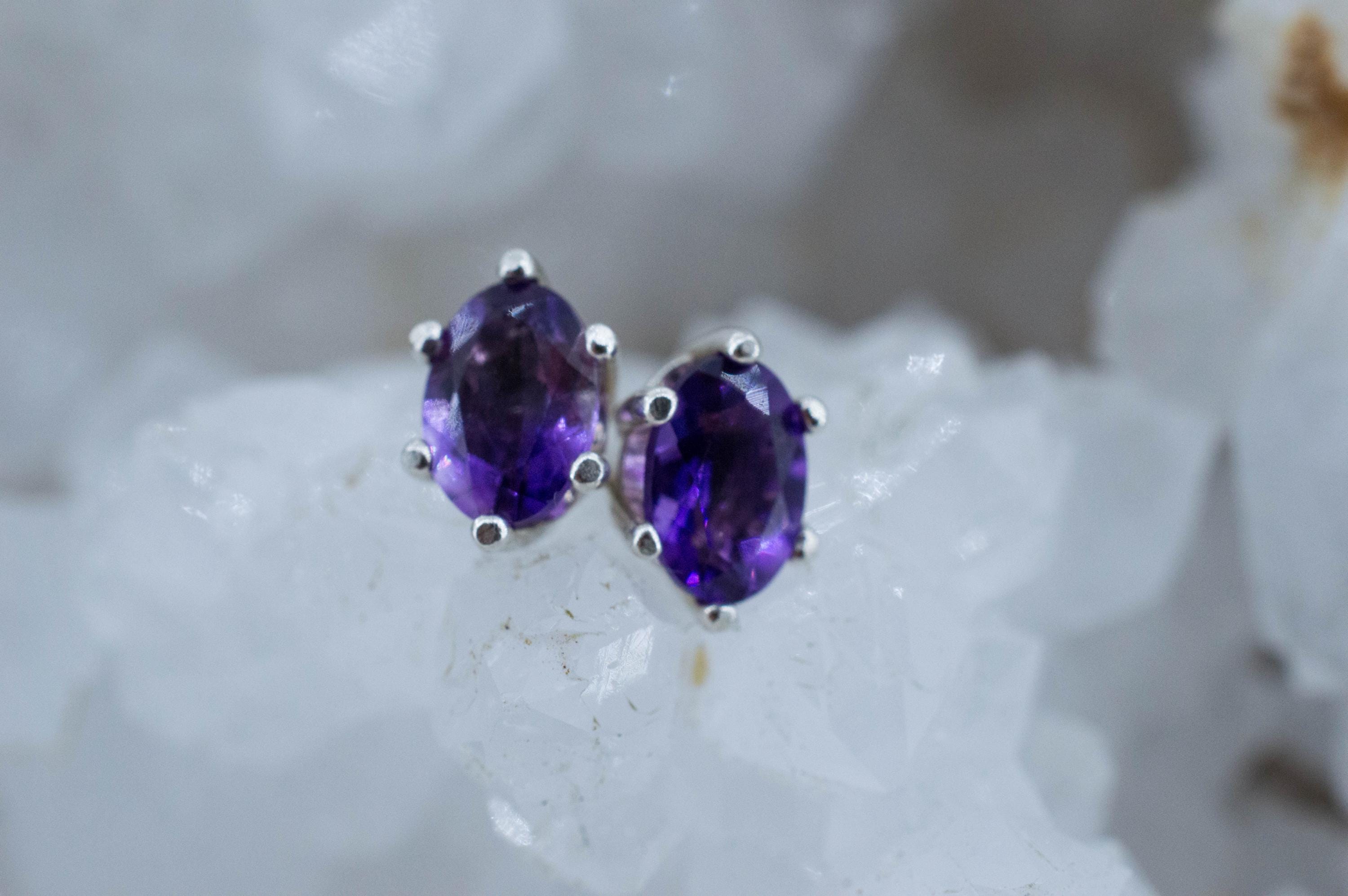 Amethyst Earrings, Natural Untreated Brazilian Amethyst; 1.305cts - Mark Oliver Gems