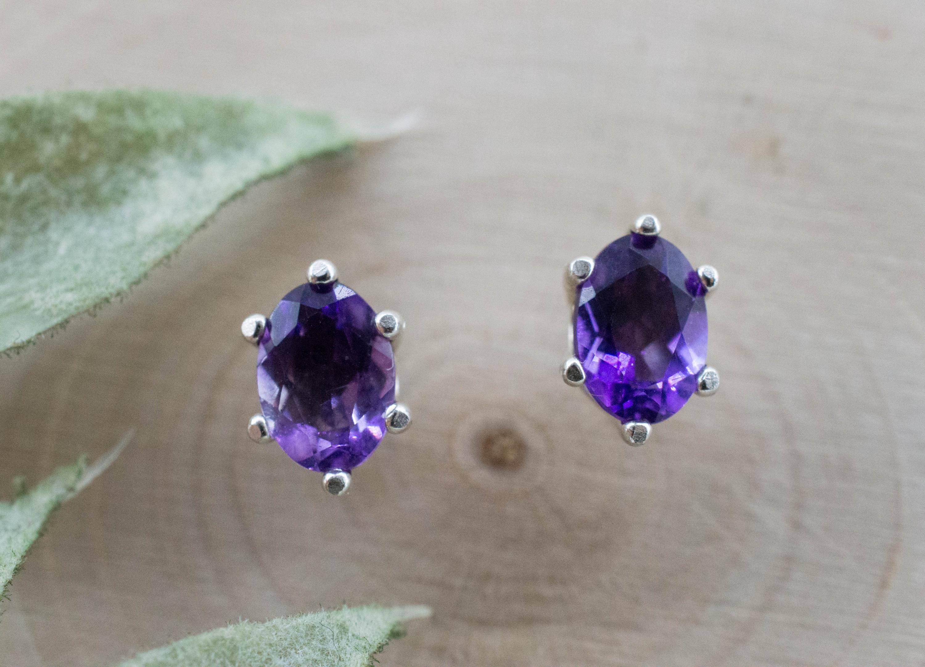 Amethyst Earrings, Natural Untreated Brazilian Amethyst; 1.305cts - Mark Oliver Gems