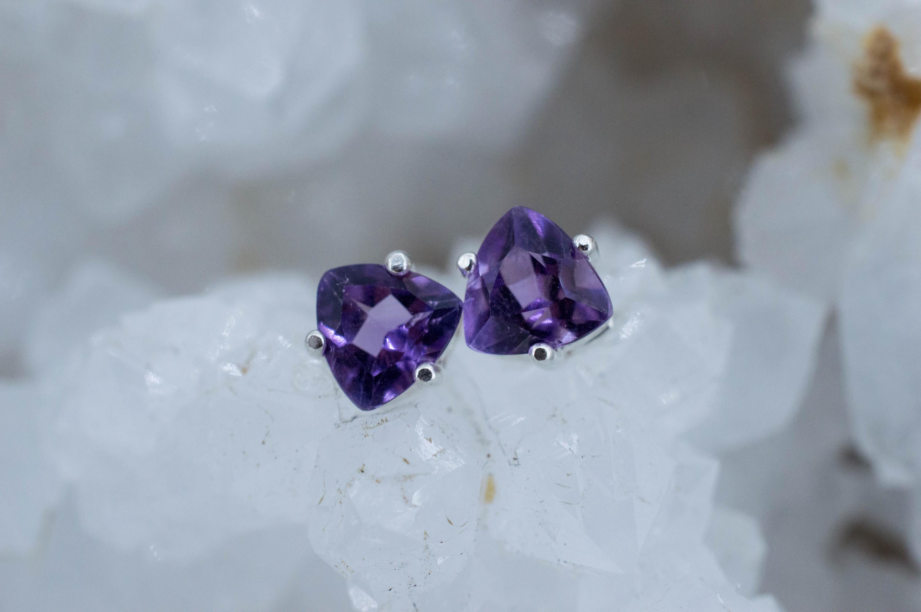 Amethyst Earrings, Natural Untreated Brazilian Amethyst; 1.440cts - Mark Oliver Gems