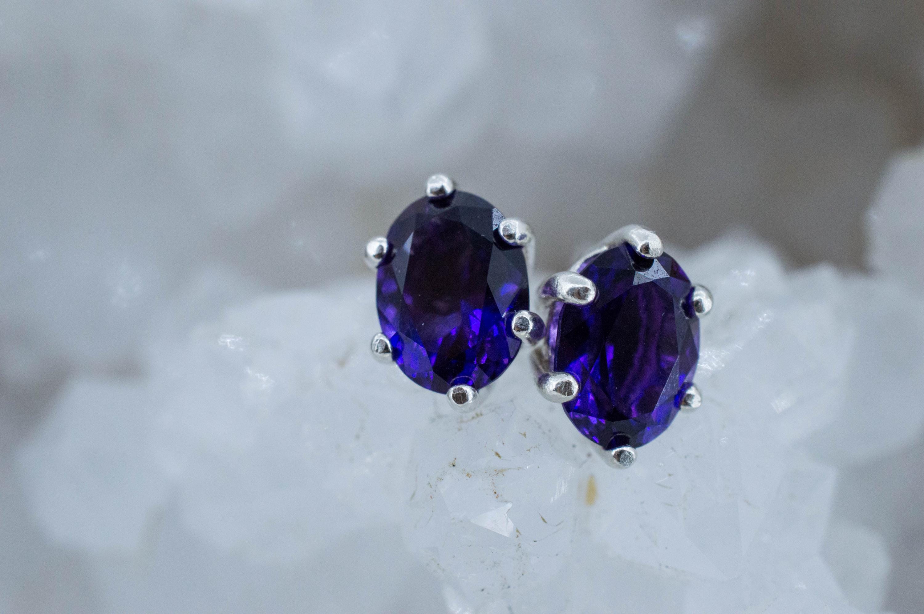 Amethyst Earrings, Natural Untreated Uruguay Amethyst; 2.330cts - Mark Oliver Gems