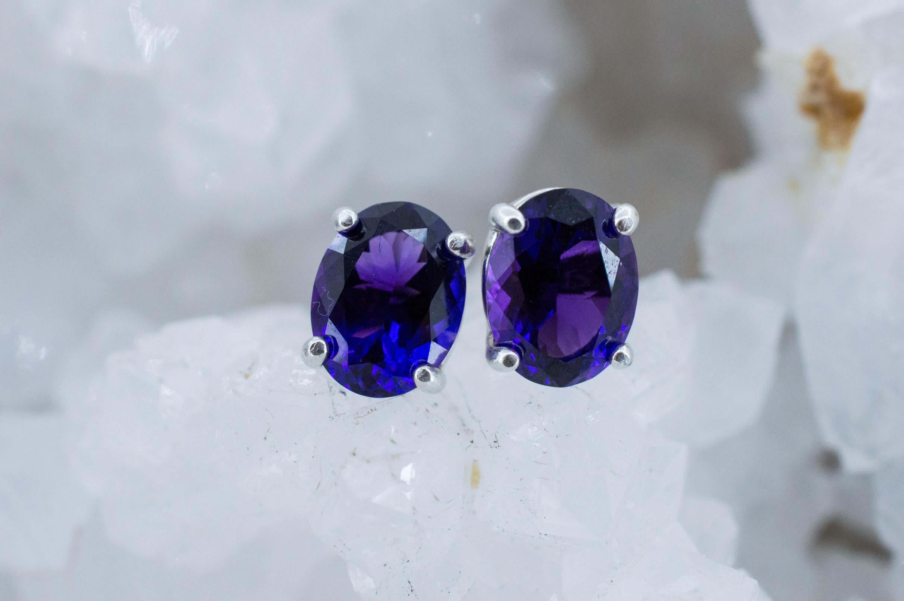 Amethyst Earrings, Natural Untreated Uruguay Amethyst; 3.125cts - Mark Oliver Gems