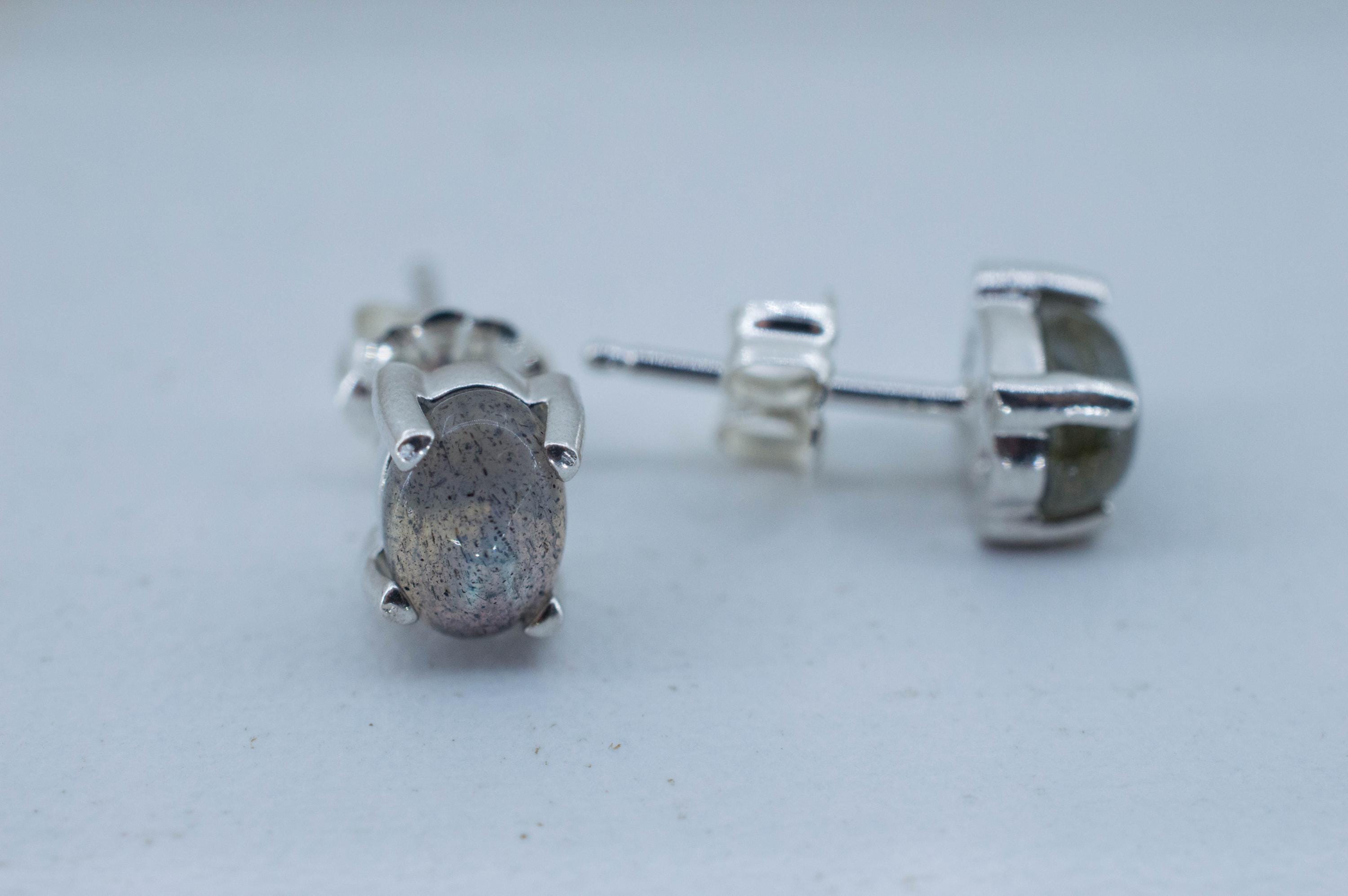 Labradorite Earrings; Natural Untreated Madagascar Labradorite; 1.535cts - Mark Oliver Gems
