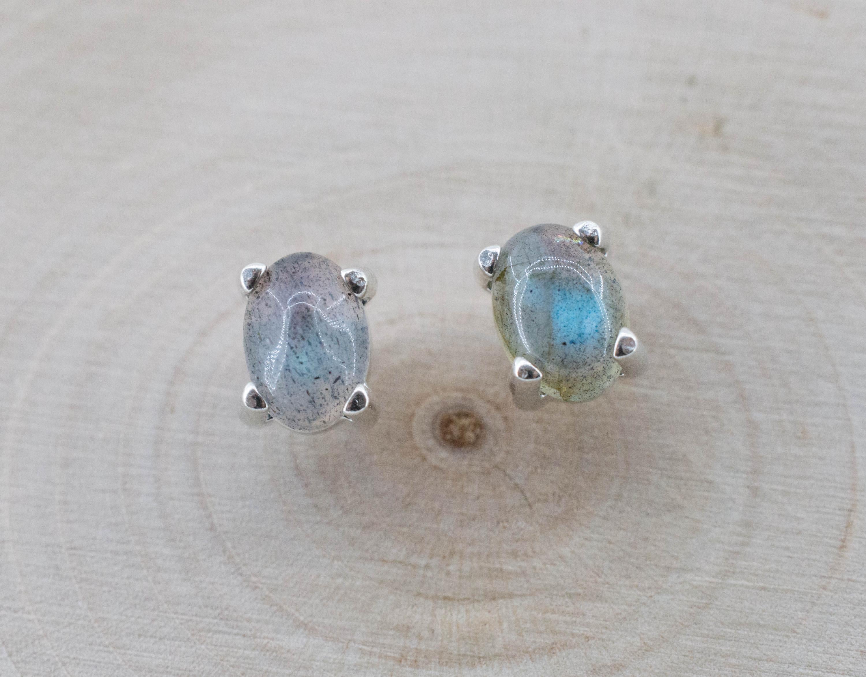 Labradorite Earrings; Natural Untreated Madagascar Labradorite; 1.535cts - Mark Oliver Gems
