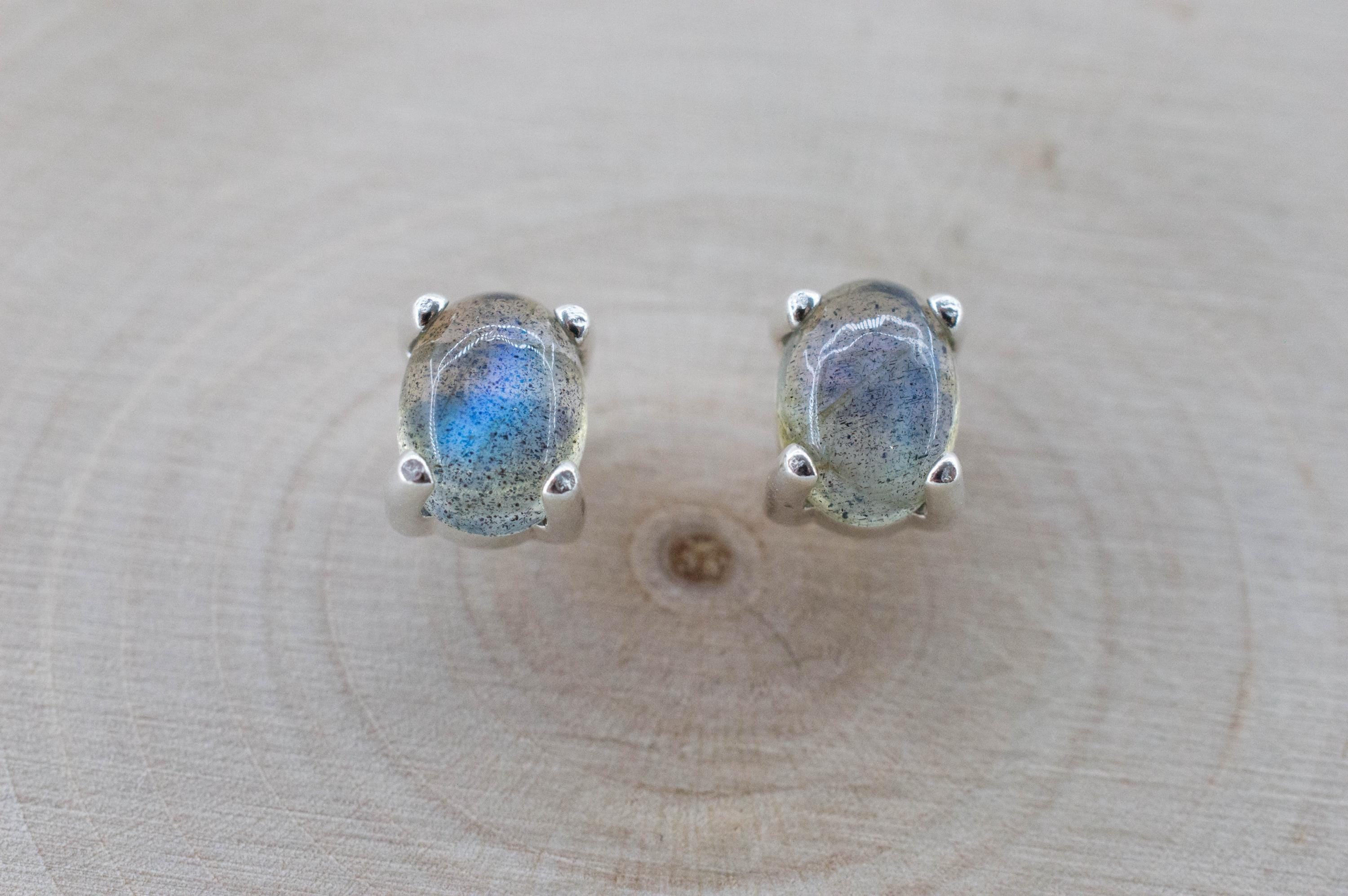 Labradorite Earrings; Natural Untreated Madagascar Labradorite; 1.600cts - Mark Oliver Gems