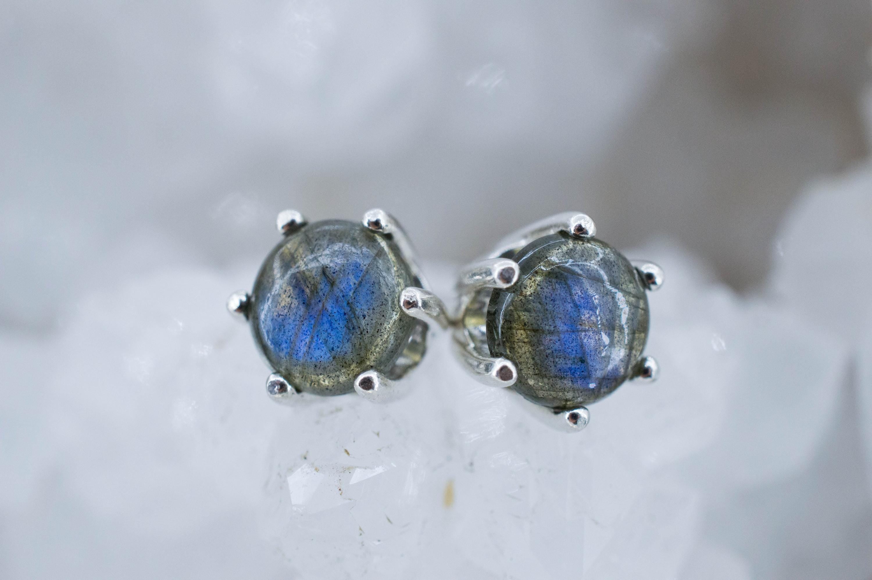 Labradorite Earrings; Natural Untreated Madagascar Labradorite; 2.005cts - Mark Oliver Gems