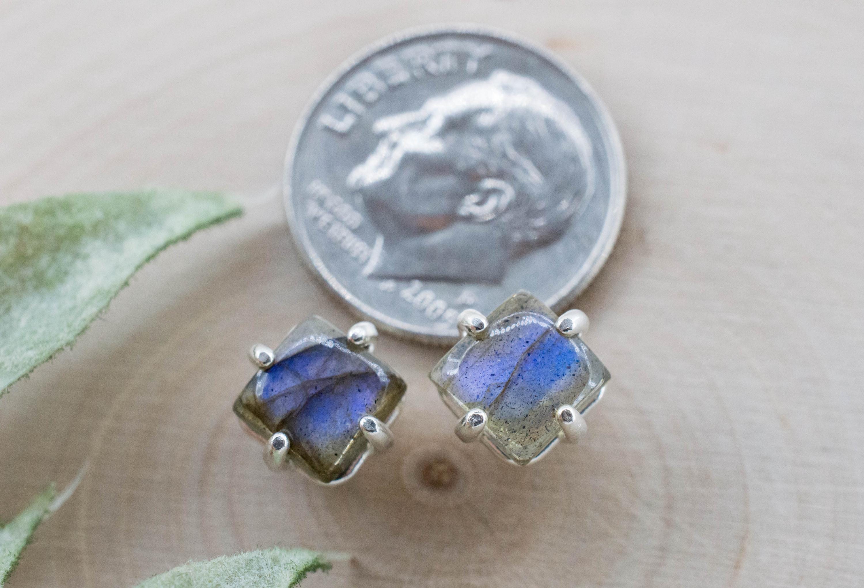 Labradorite Earrings; Natural Untreated Madagascar Labradorite; 2.175cts - Mark Oliver Gems