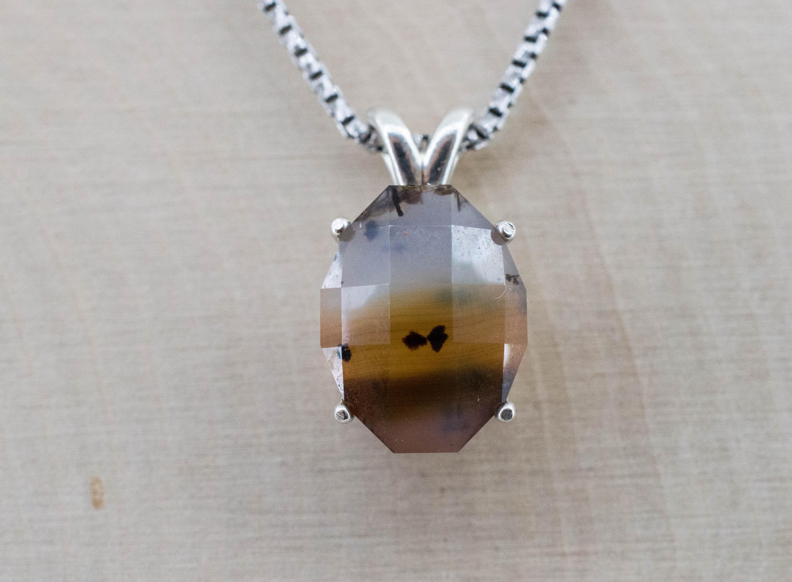 Montana Agate Pendant, Natural Untreated USA Moss Agate; 5.210cts - Mark Oliver Gems