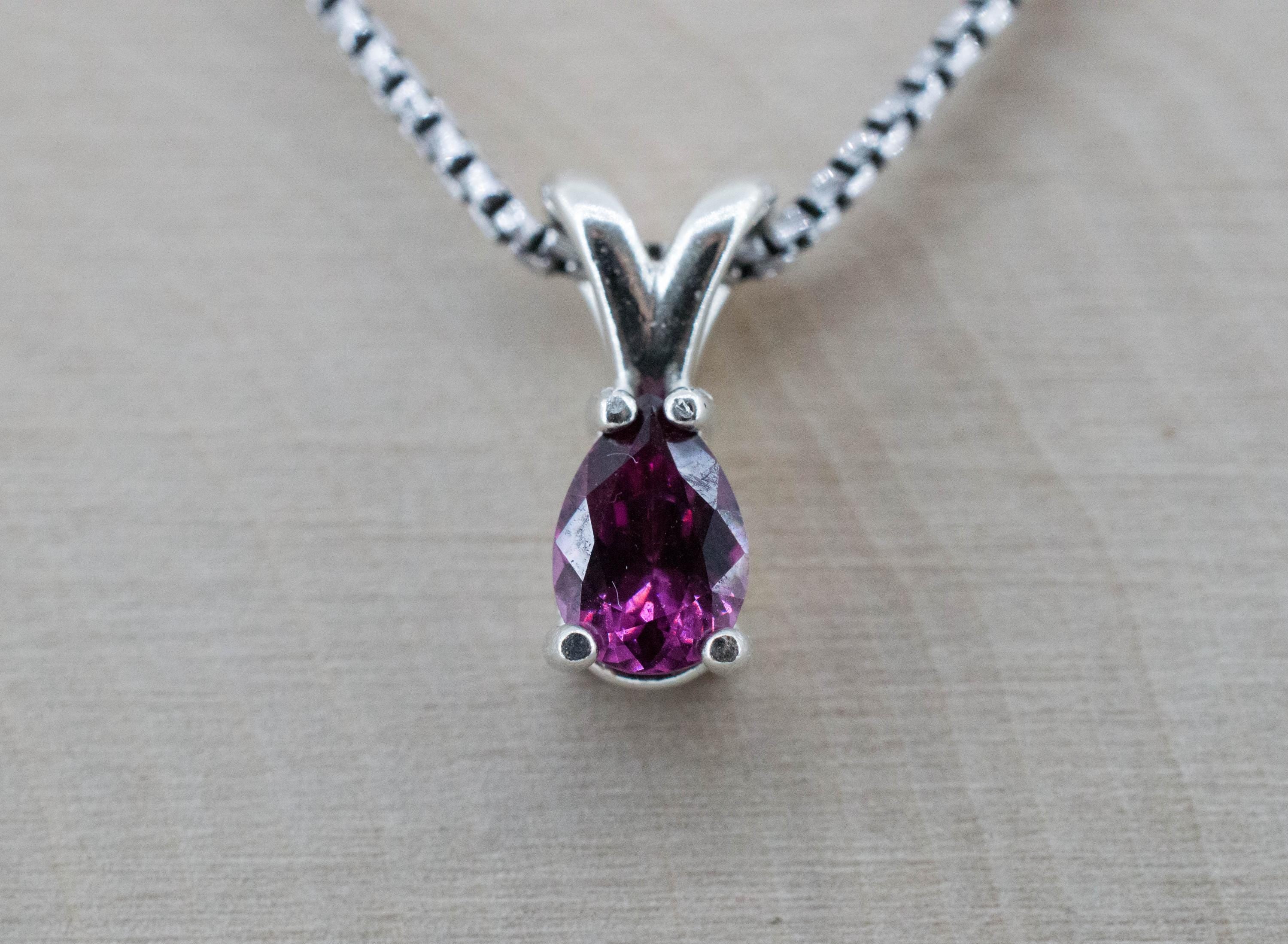 Cranberry Garnet Pendant; Natural Untreated Tanzanian Rhodolite Garnet; 0.790cts - Mark Oliver Gems