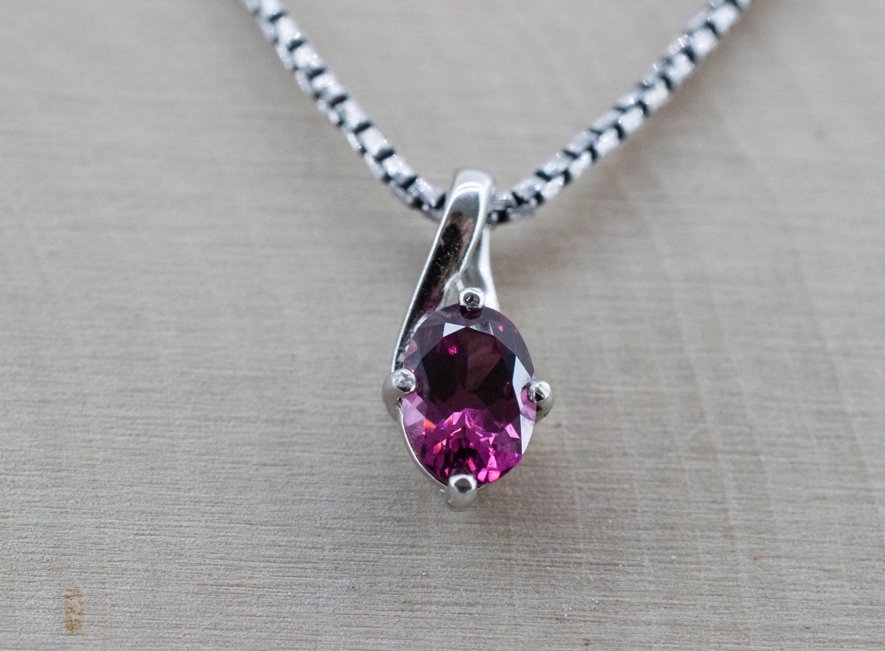 Cranberry Garnet Pendant; Natural Untreated Tanzanian Rhodolite Garnet; 0.850cts - Mark Oliver Gems