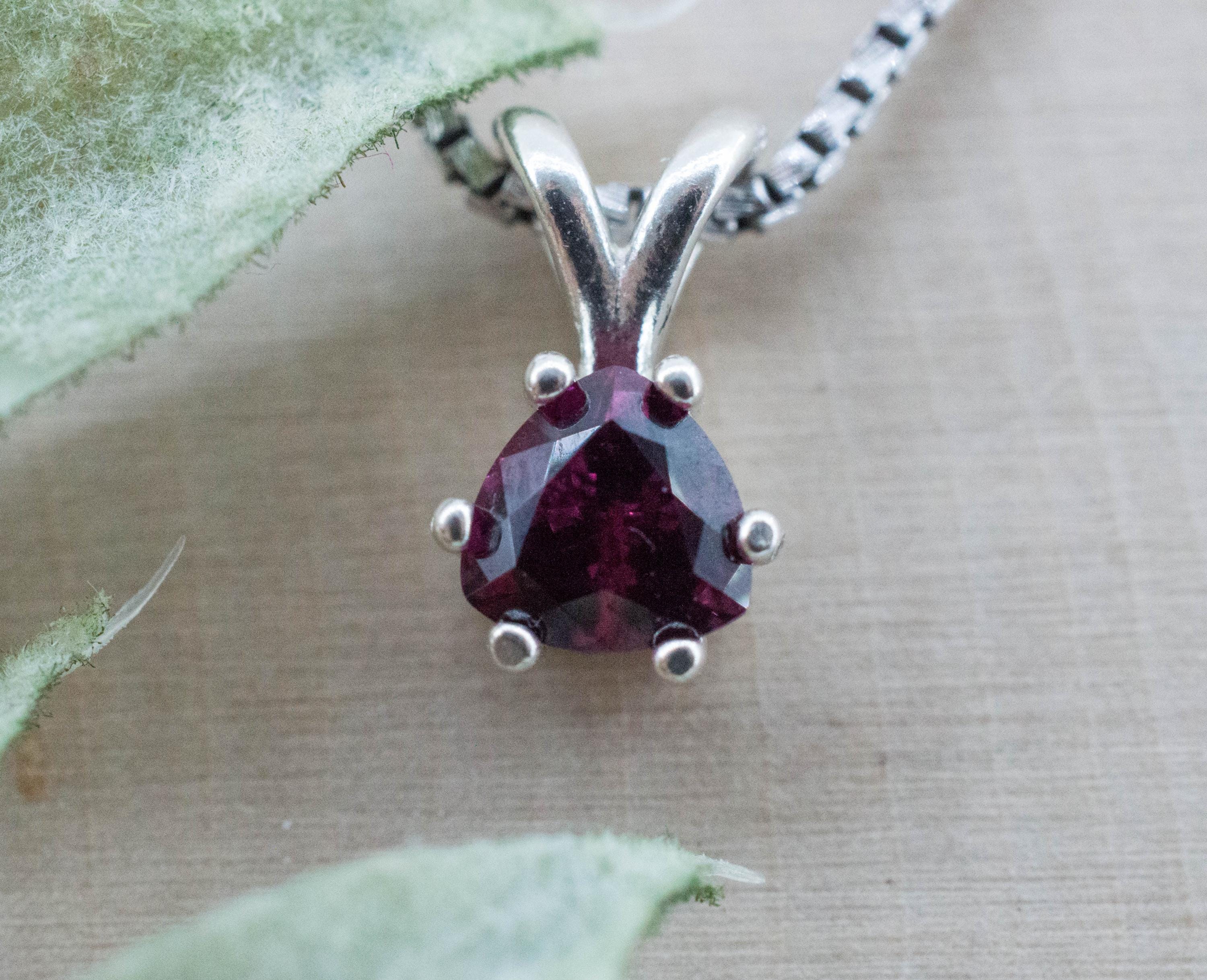 Cranberry Garnet Pendant; Natural Untreated Tanzanian Rhodolite Garnet; 0.995cts - Mark Oliver Gems
