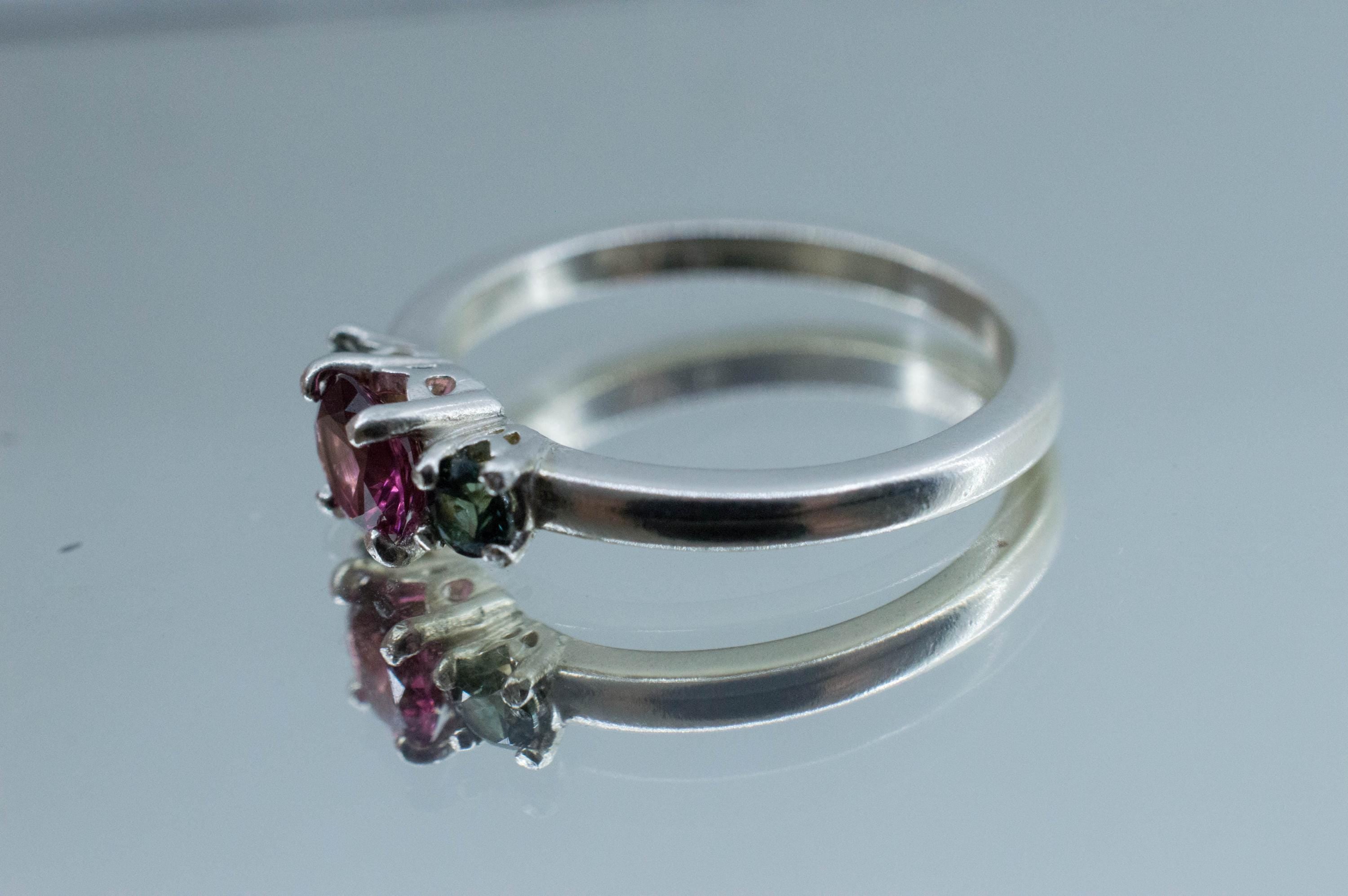 Cranberry Garnet Ring; Natural Untreated Tanzania Rhodolite Garnet and Kenya Sapphire - Mark Oliver Gems