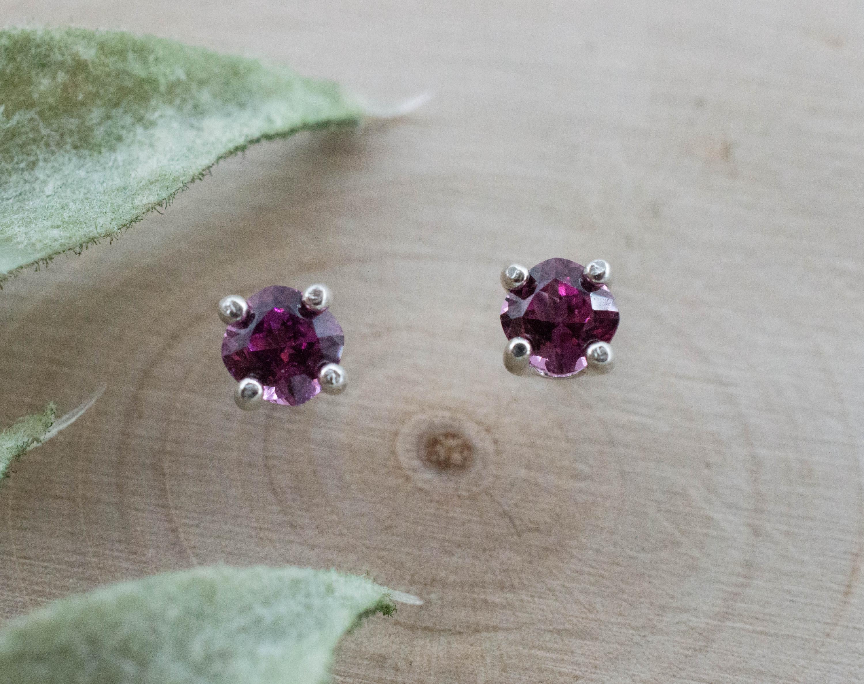 Cranberry Garnet Earrings, Natural Untreated Tanzanian Rhodolite Garnet; 0.670cts - Mark Oliver Gems