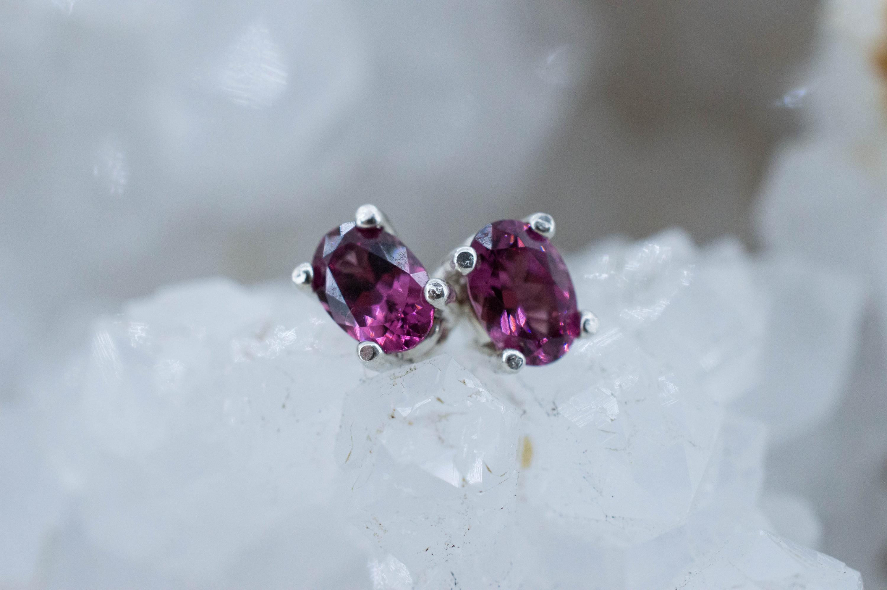 Cranberry Garnet Earrings, Natural Untreated Tanzanian Rhodolite Garnet; 1.020cts - Mark Oliver Gems