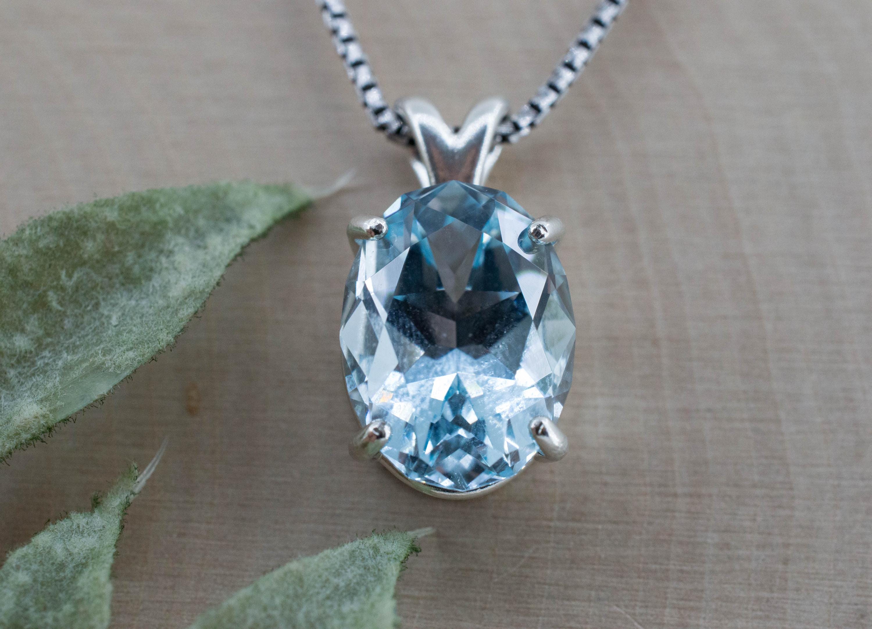 Blue Topaz Pendant; Natural Untreated Ukraine Topaz; 10.700cts - Mark Oliver Gems