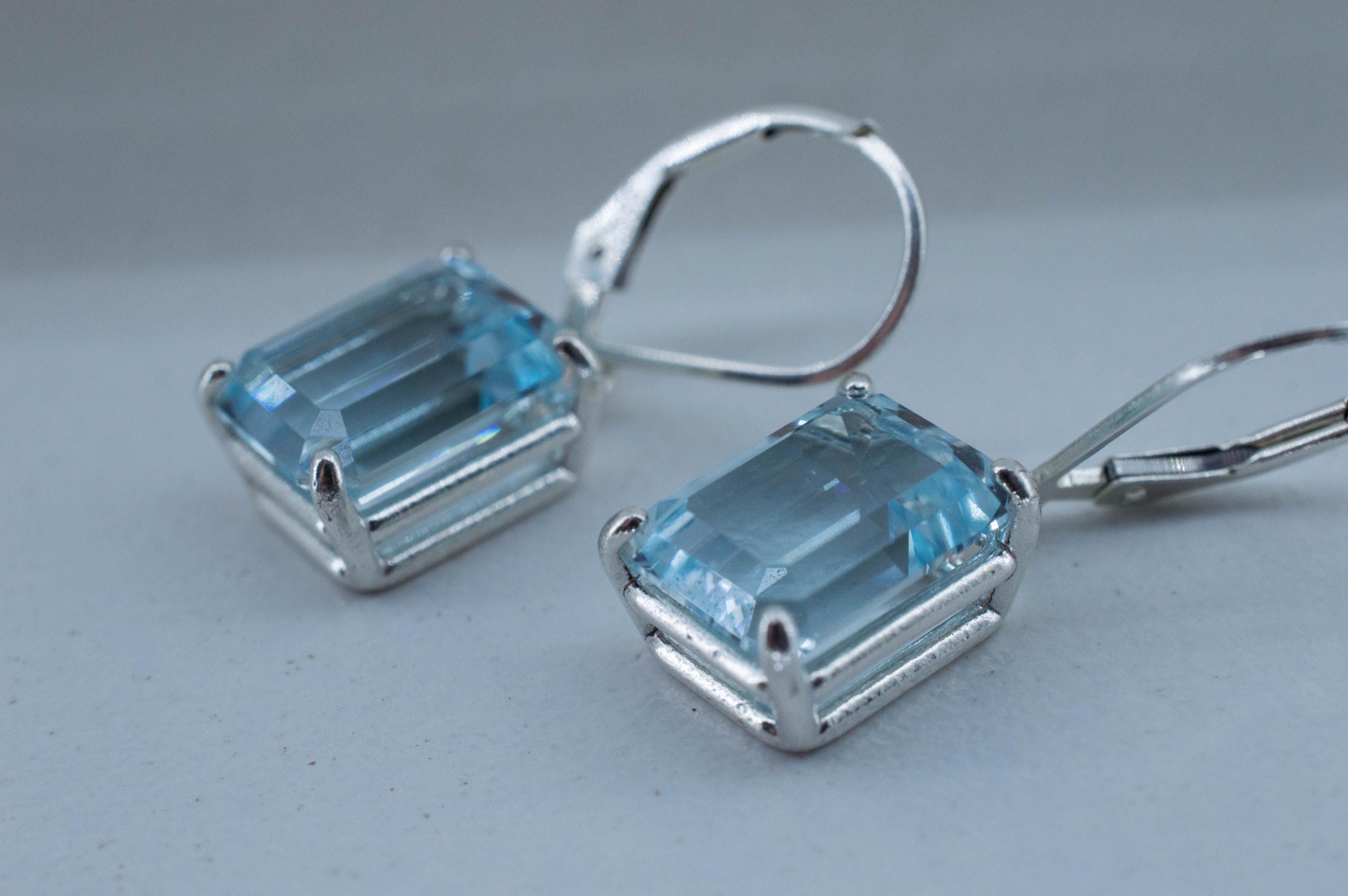 Blue Topaz Earrings; Natural Untreated Ukraine Topaz; 10.230cts - Mark Oliver Gems