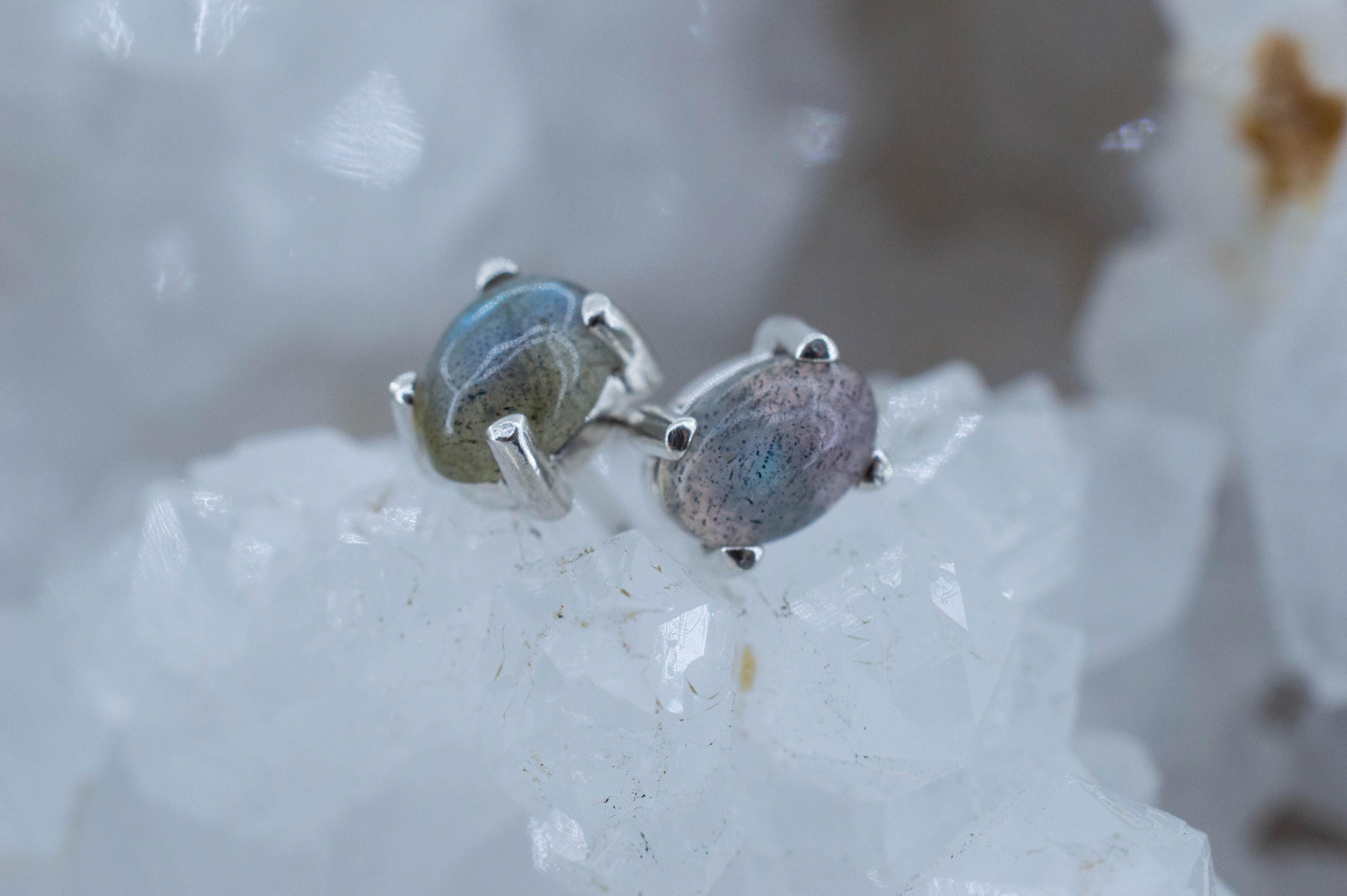 Labradorite Earrings; Natural Untreated Madagascar Labradorite; 1.535cts - Mark Oliver Gems