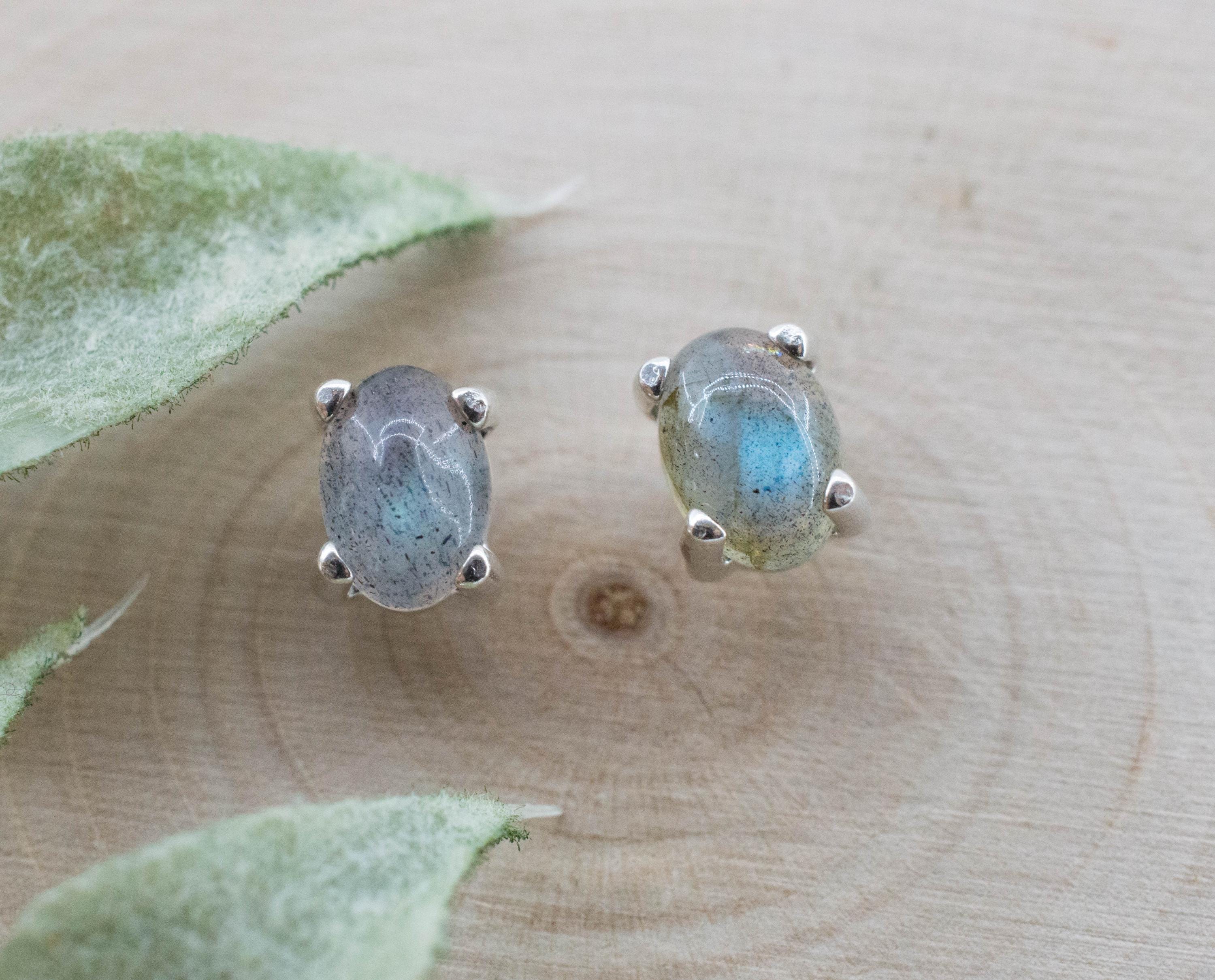 Labradorite Earrings; Natural Untreated Madagascar Labradorite; 1.535cts - Mark Oliver Gems