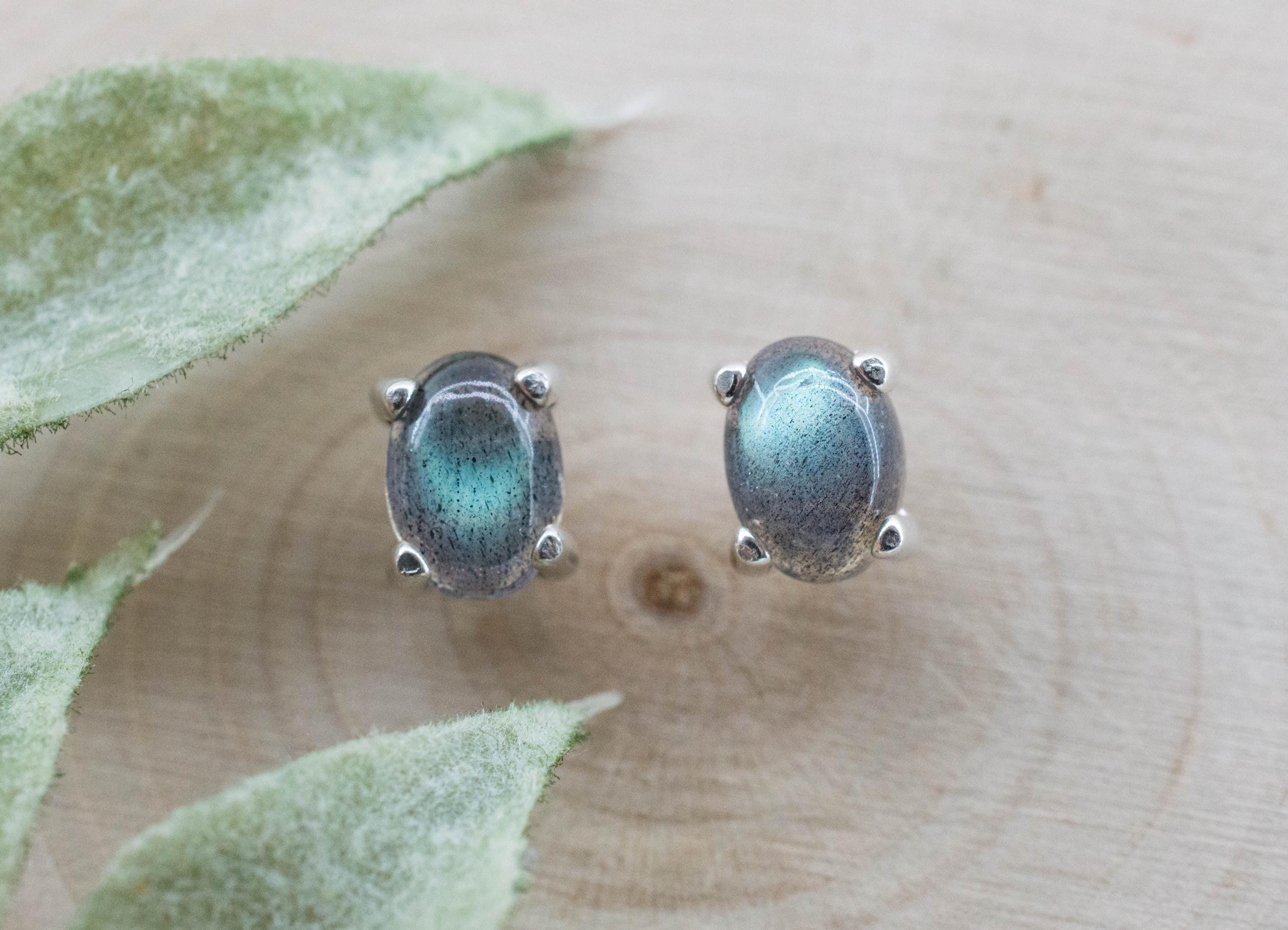Labradorite Earrings; Natural Untreated Madagascar Labradorite; 1.595cts - Mark Oliver Gems