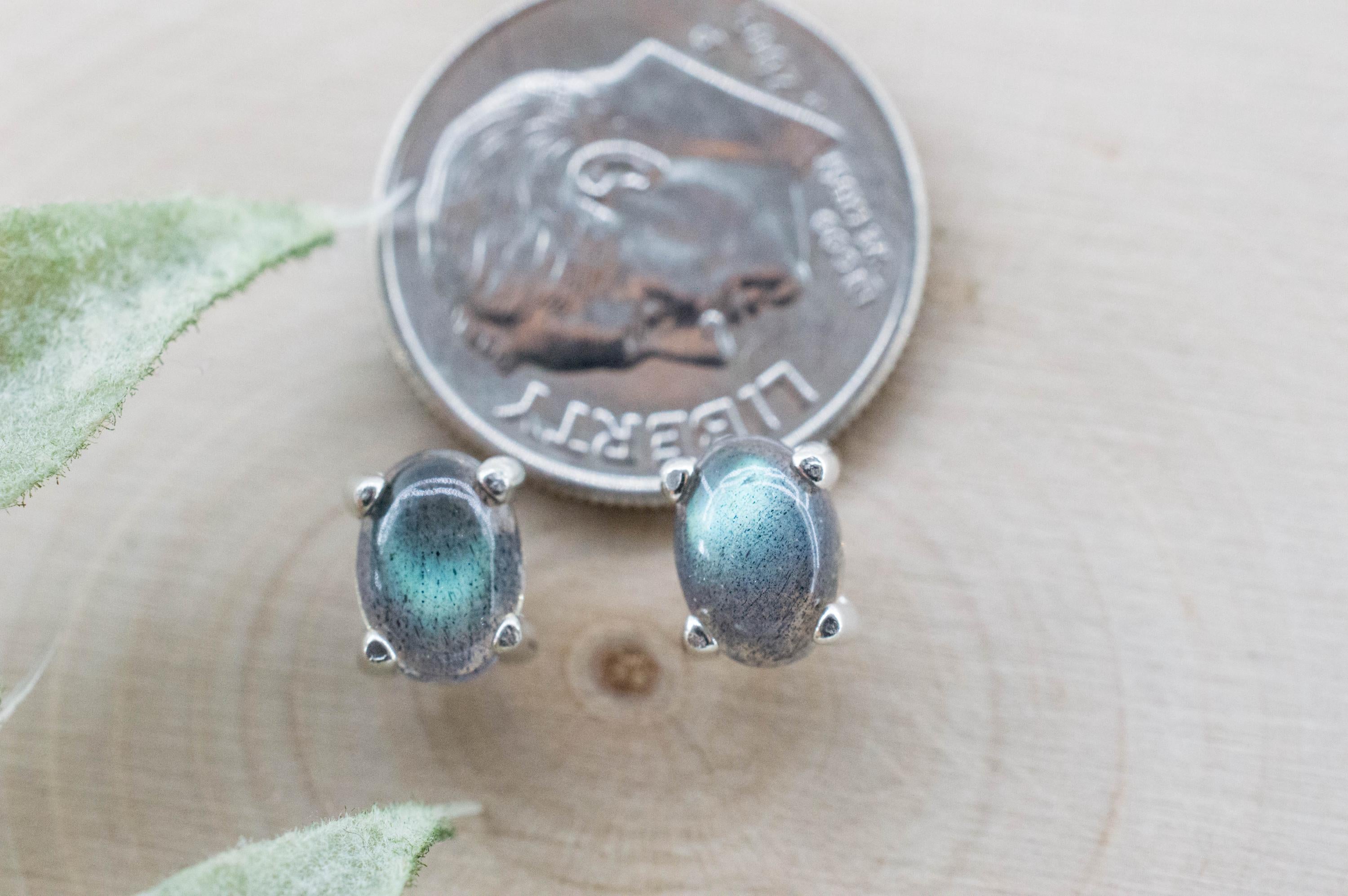 Labradorite Earrings; Natural Untreated Madagascar Labradorite; 1.595cts - Mark Oliver Gems