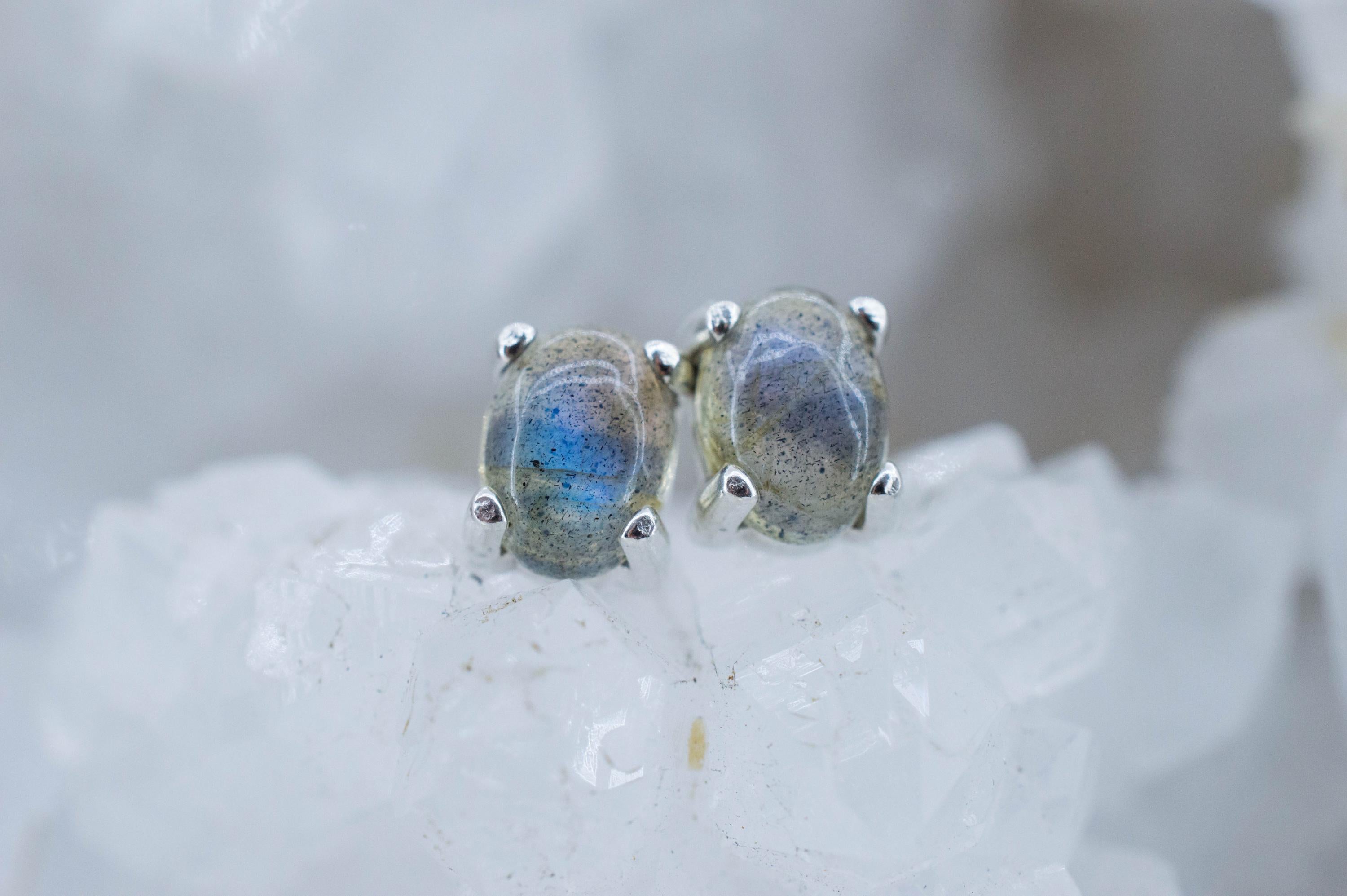 Labradorite Earrings; Natural Untreated Madagascar Labradorite; 1.600cts - Mark Oliver Gems