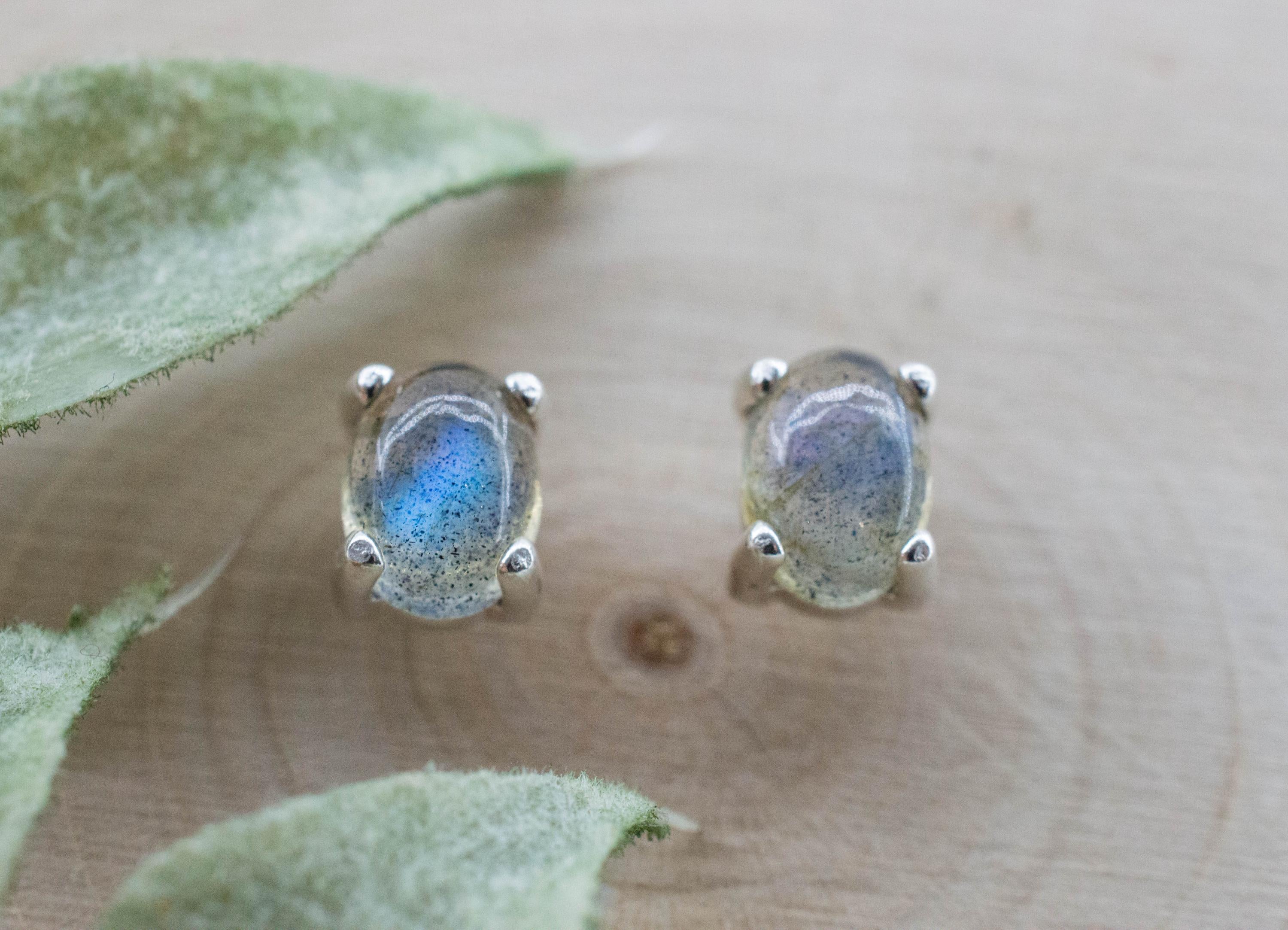 Labradorite Earrings; Natural Untreated Madagascar Labradorite; 1.600cts - Mark Oliver Gems