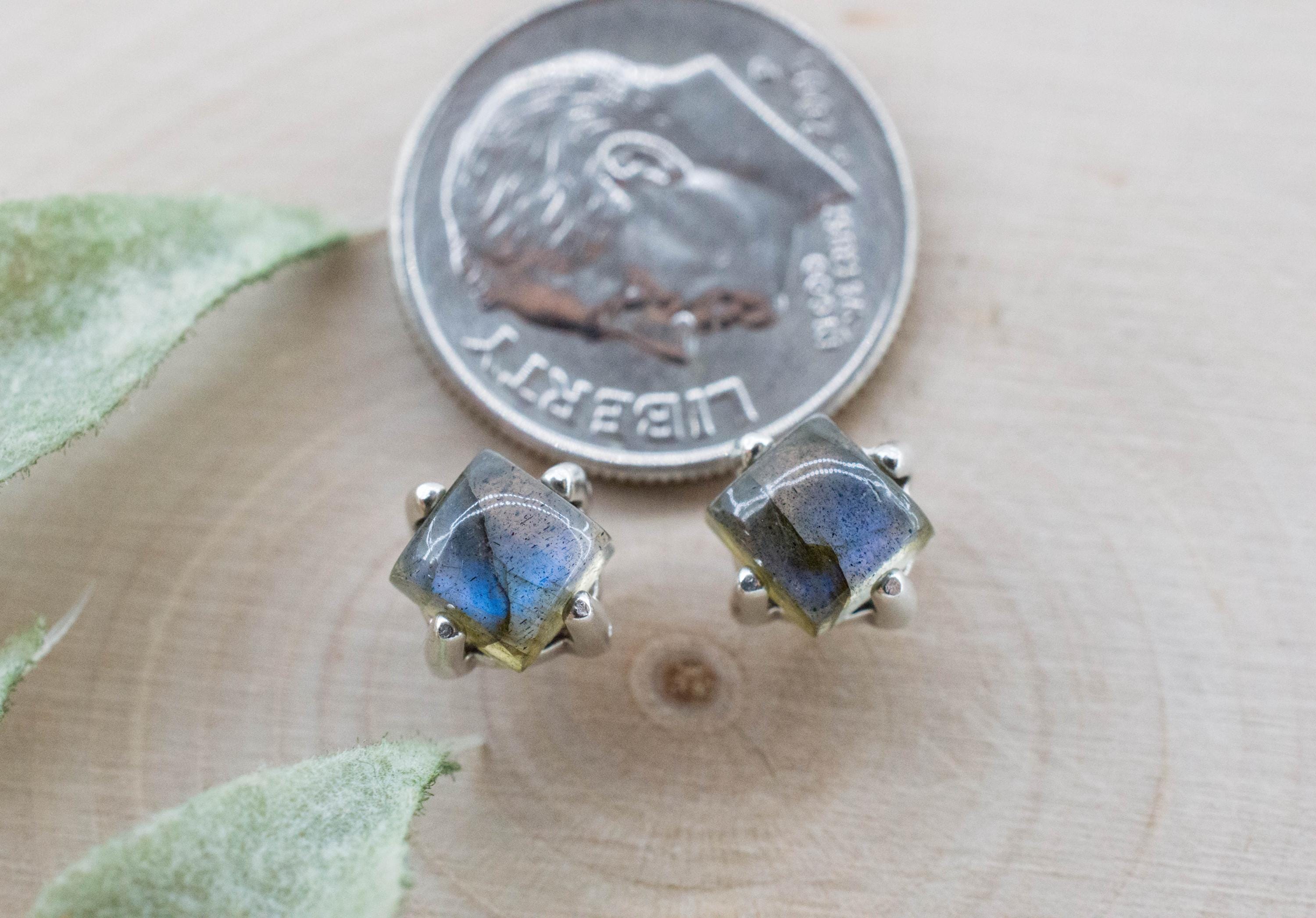 Labradorite Earrings; Natural Untreated Madagascar Labradorite; 1.985cts - Mark Oliver Gems