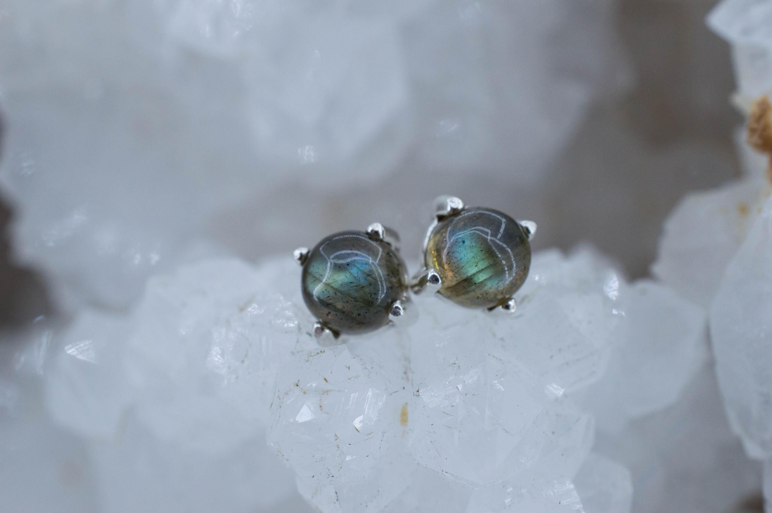 Labradorite Earrings; Natural Untreated Madagascar Labradorite; 2.065cts - Mark Oliver Gems